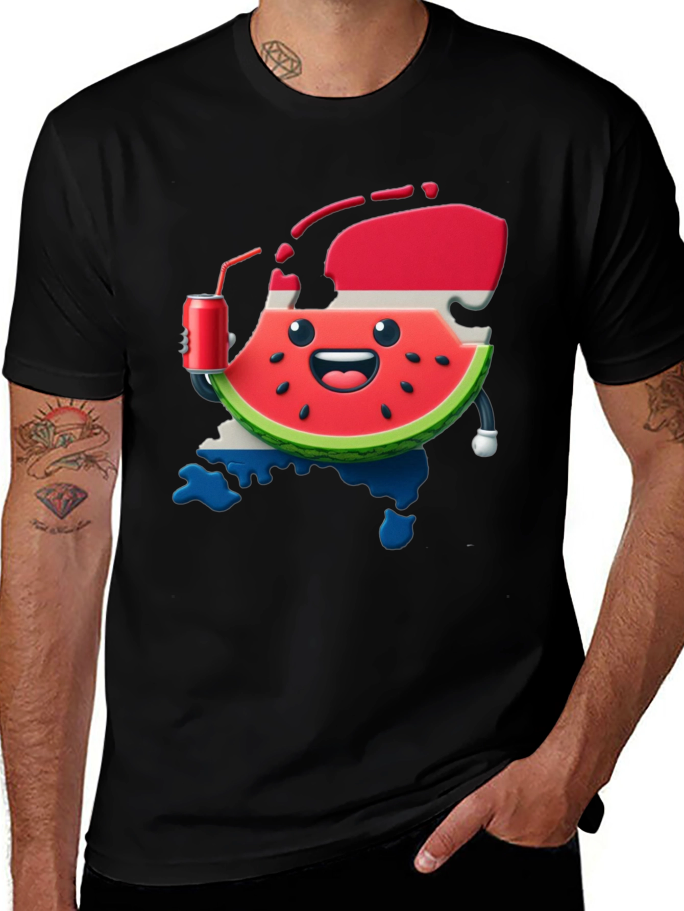 Variant 13 of Watermelon & Dutch Flag Funny Graphic Tee