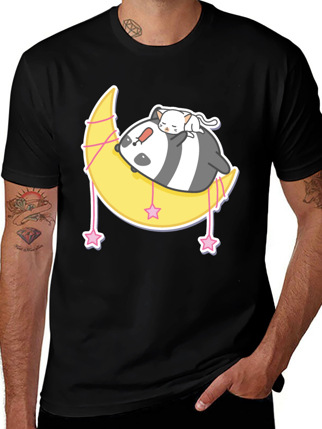 Variant 11 of Cute Panda Cat Moon Unisex T-Shirt