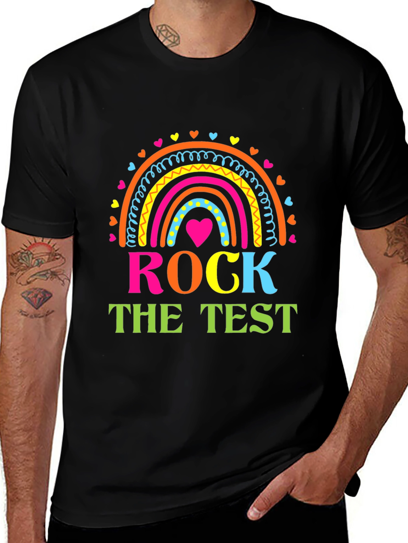 Rock The Test Teacher Rainbow T-Shirt