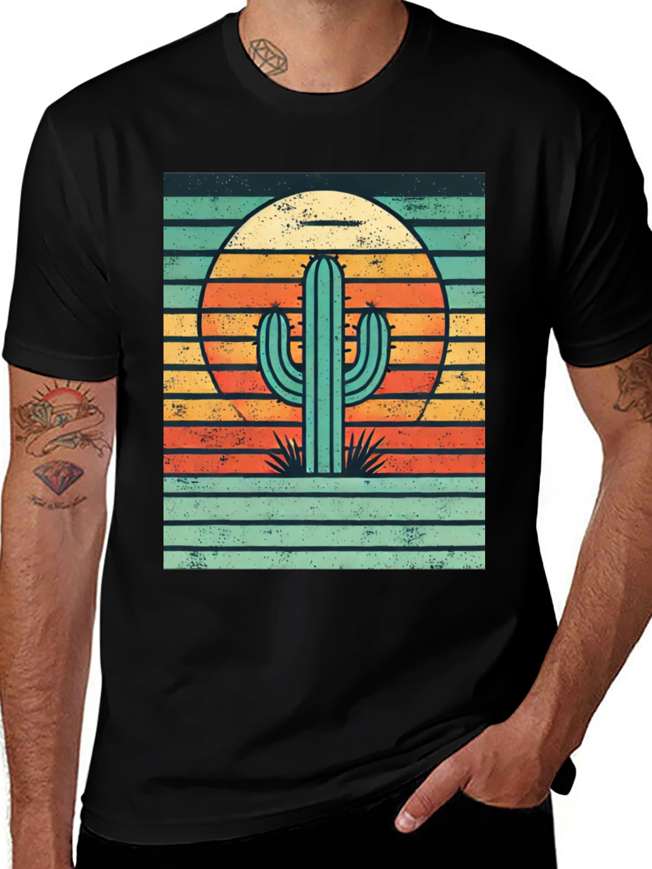 Variant 21 of Retro Cactus Sunset Graphic T-Shirt
