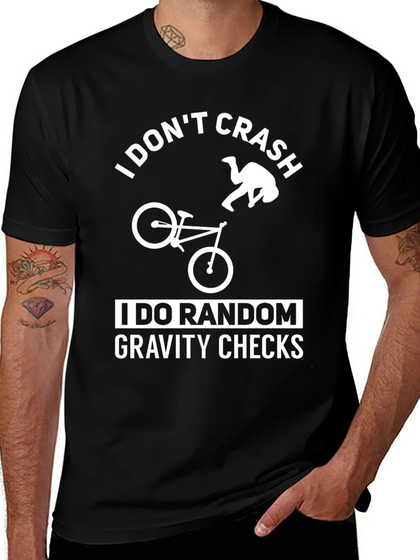 Variant 19 of I Don't Crash Gravity Checks Black T-Shirt