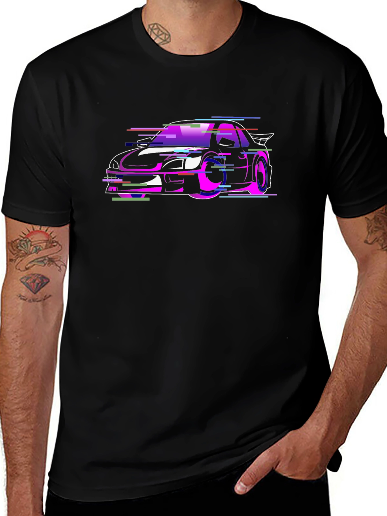 Variant 16 of Vaporwave Car Graphic Black T-Shirt