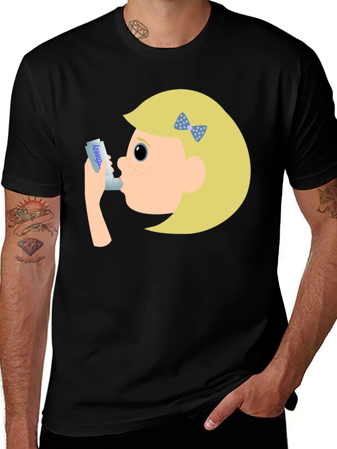 Variant 15 of Asthma Awareness T-Shirt - Cartoon Inhaler Design