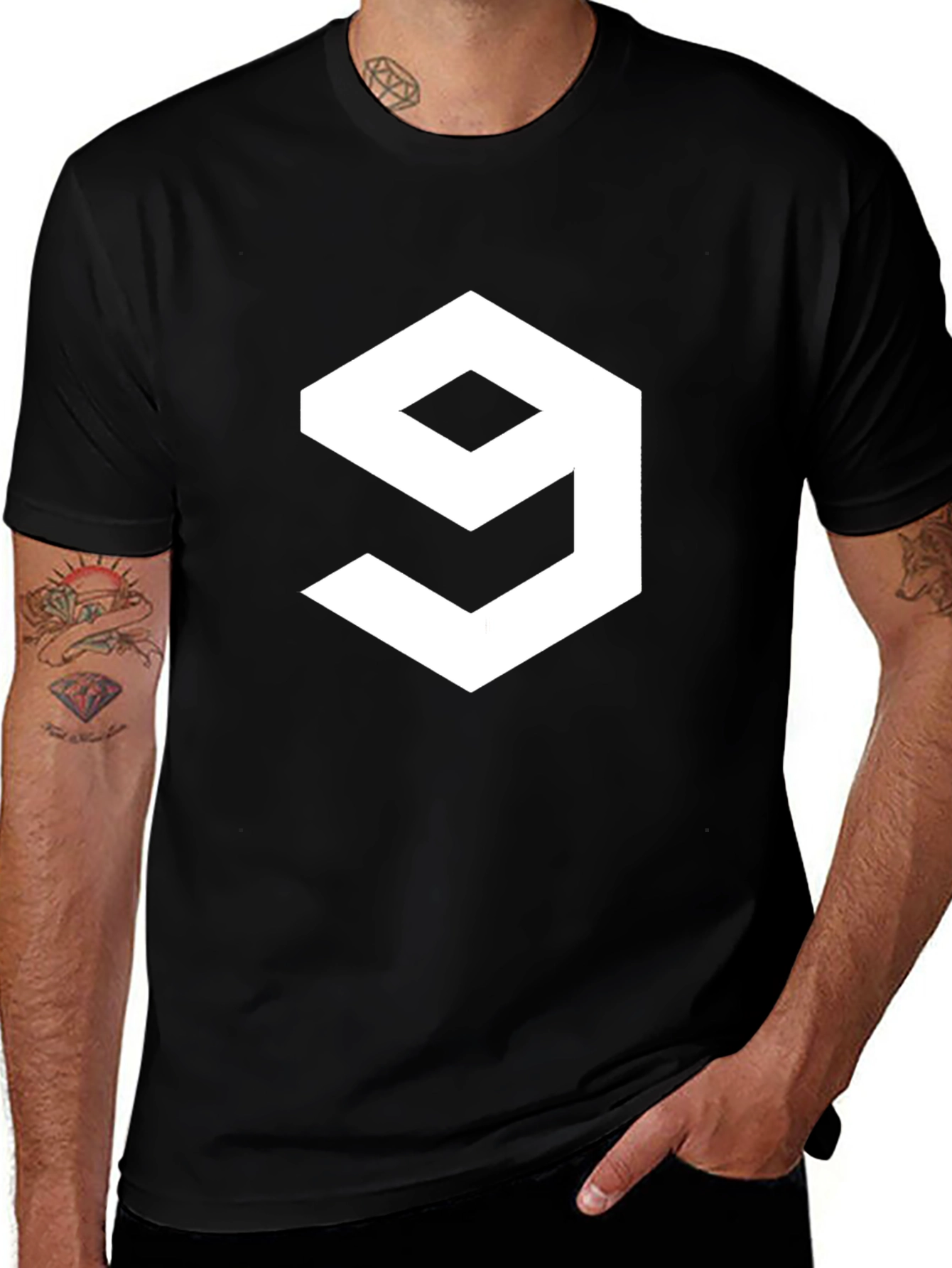 Variant 20 of Geometric 9 Graphic Tee - Modern Black T-Shirt