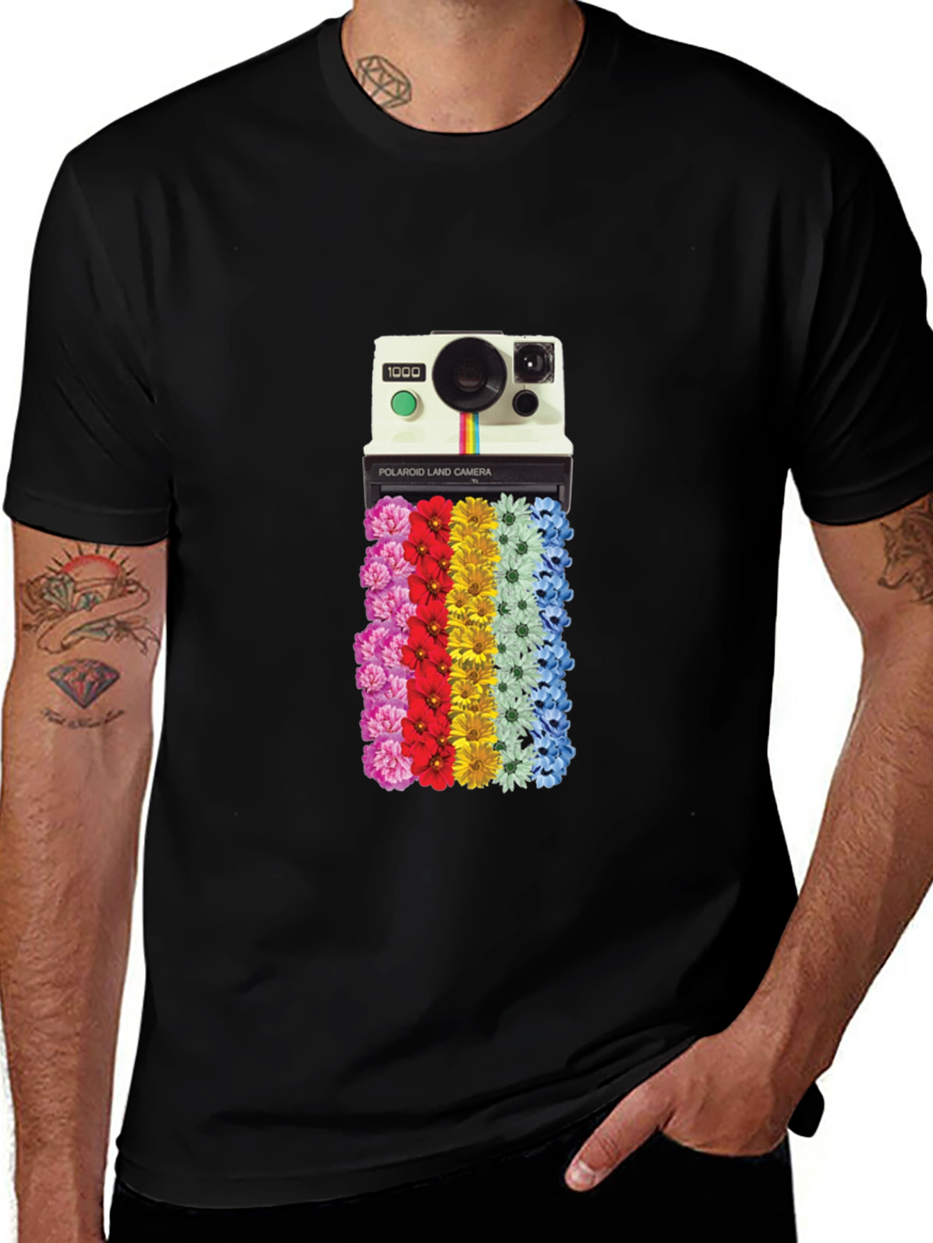 Retro Camera Floral Graphic T-Shirt