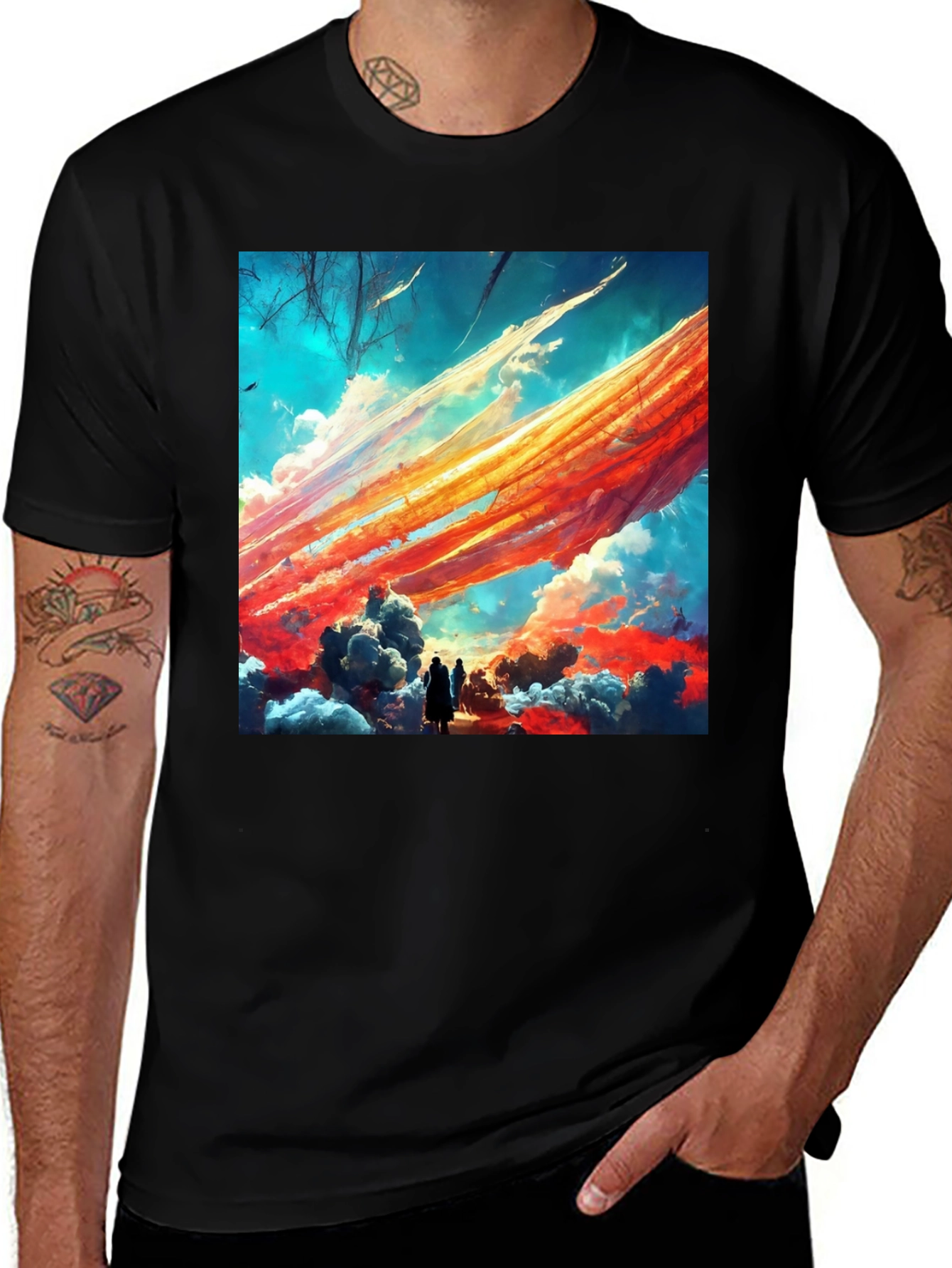 Variant 7 of Artistic Sky Scene Black Tee