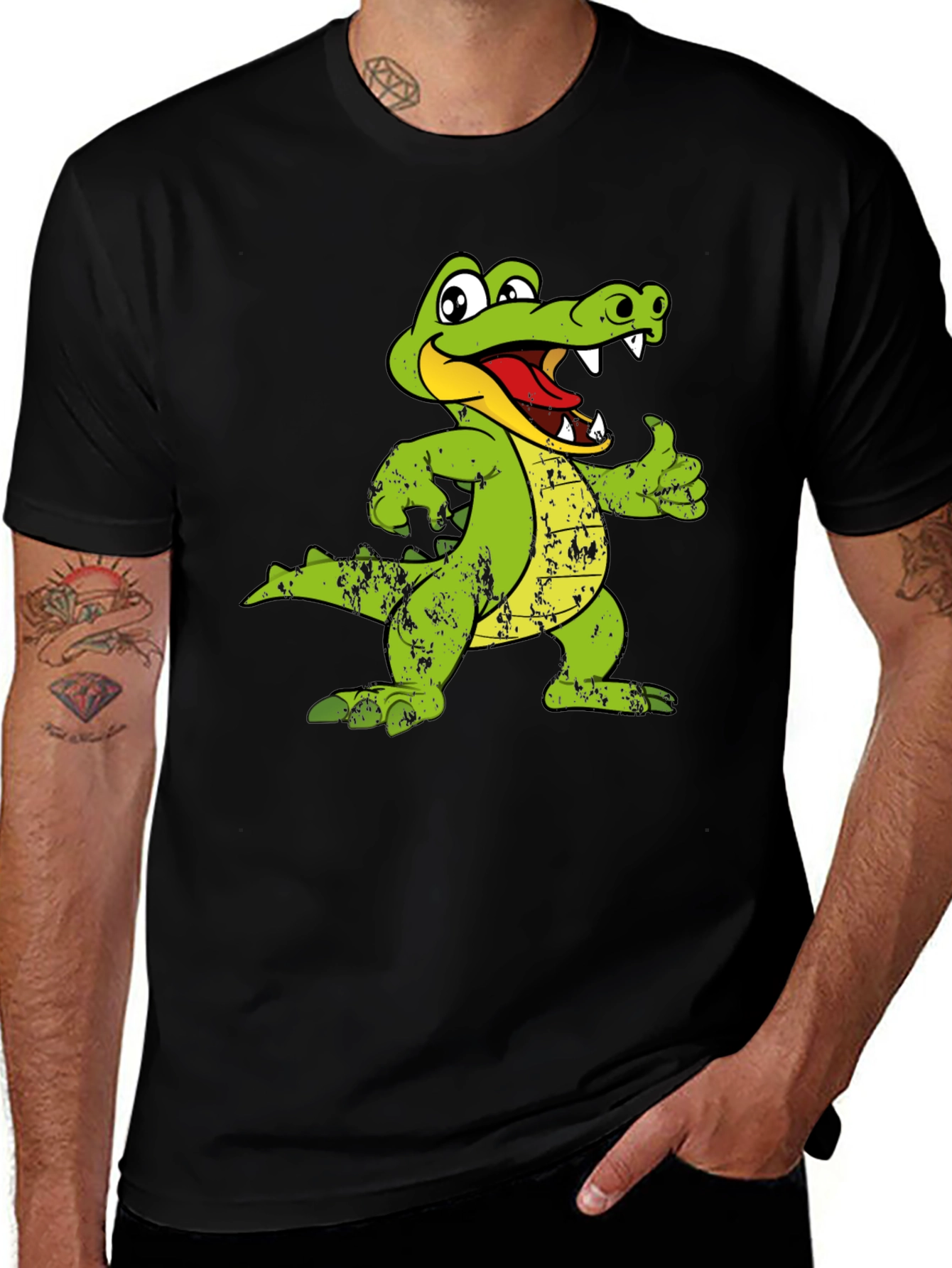 Variant 14 of Cartoon Alligator Graphic Print T-Shirt