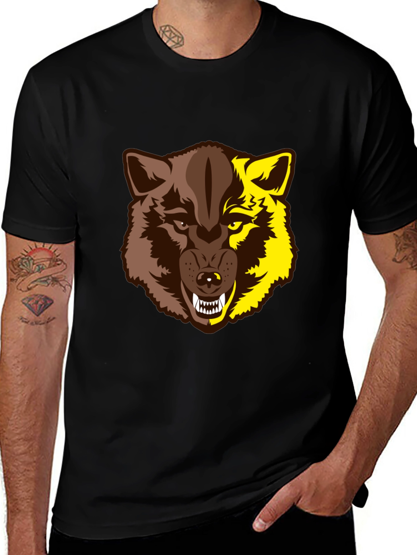 Variant 11 of Wolf Graphic Tee - Two-Tone Beast Design