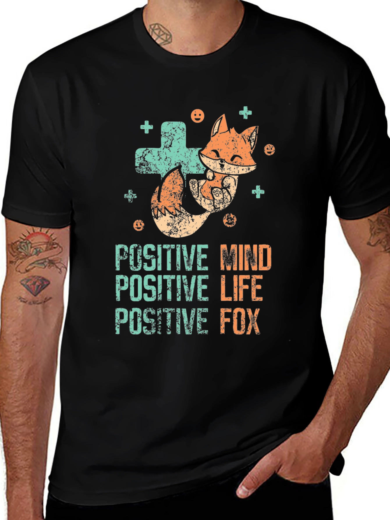 Variant 27 of Positive Fox Graphic Tee - Black Unisex T-Shirt
