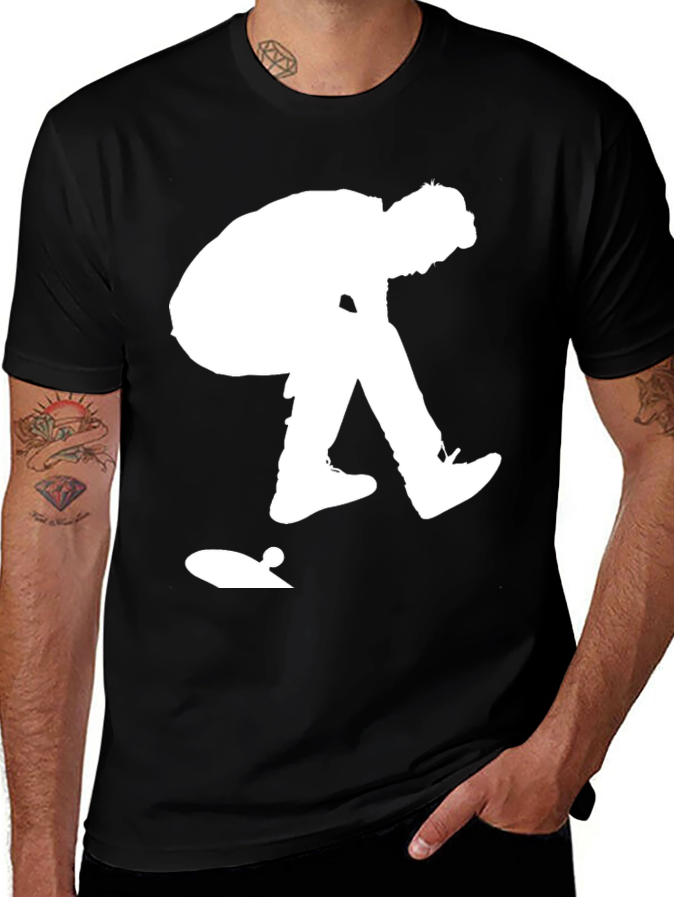 Variant 28 of Skateboarder Graphic Tee - Black Cotton Casual Shirt