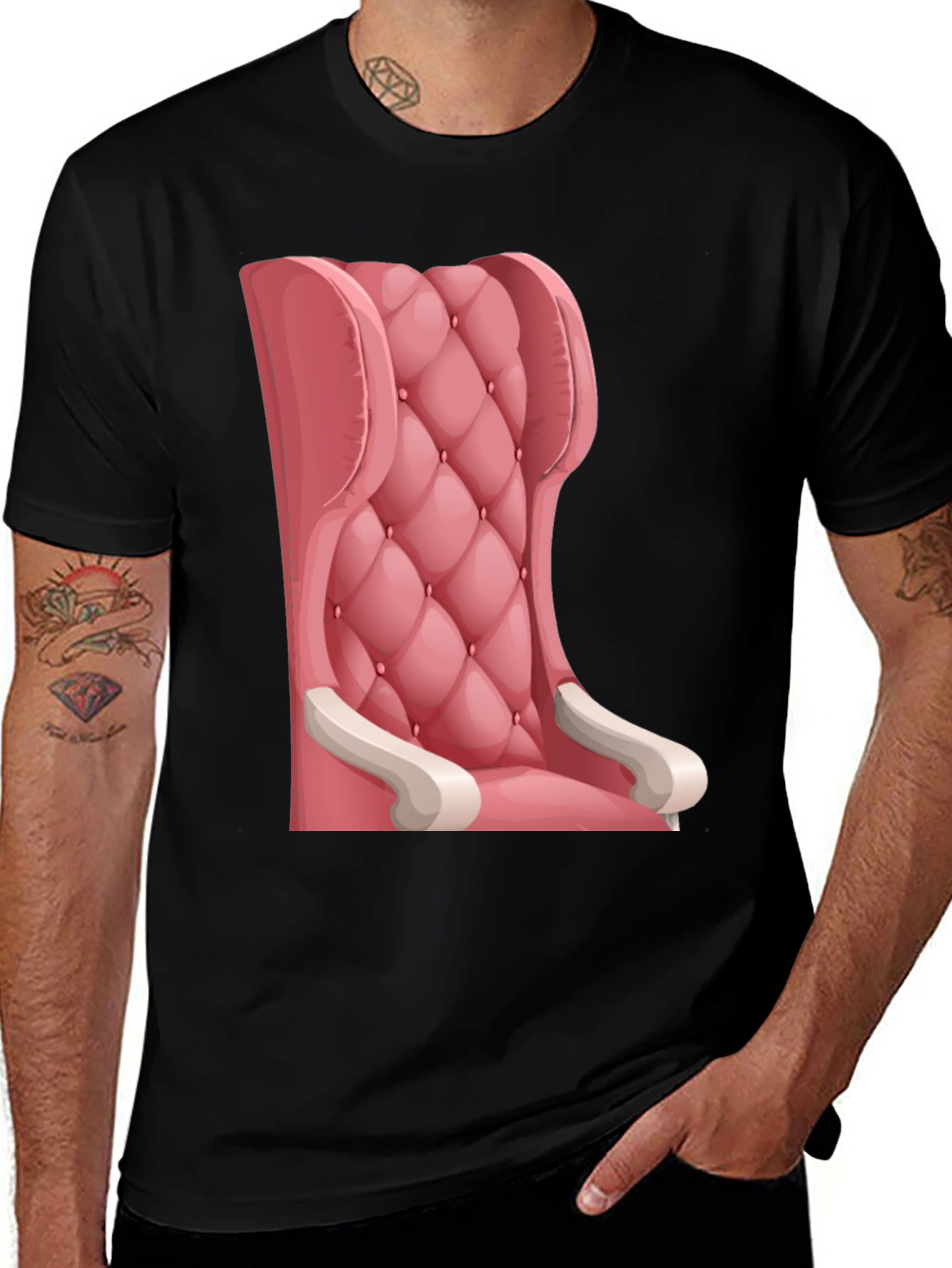 Black Pink Throne T-Shirt: Cartoon Style Tee main image