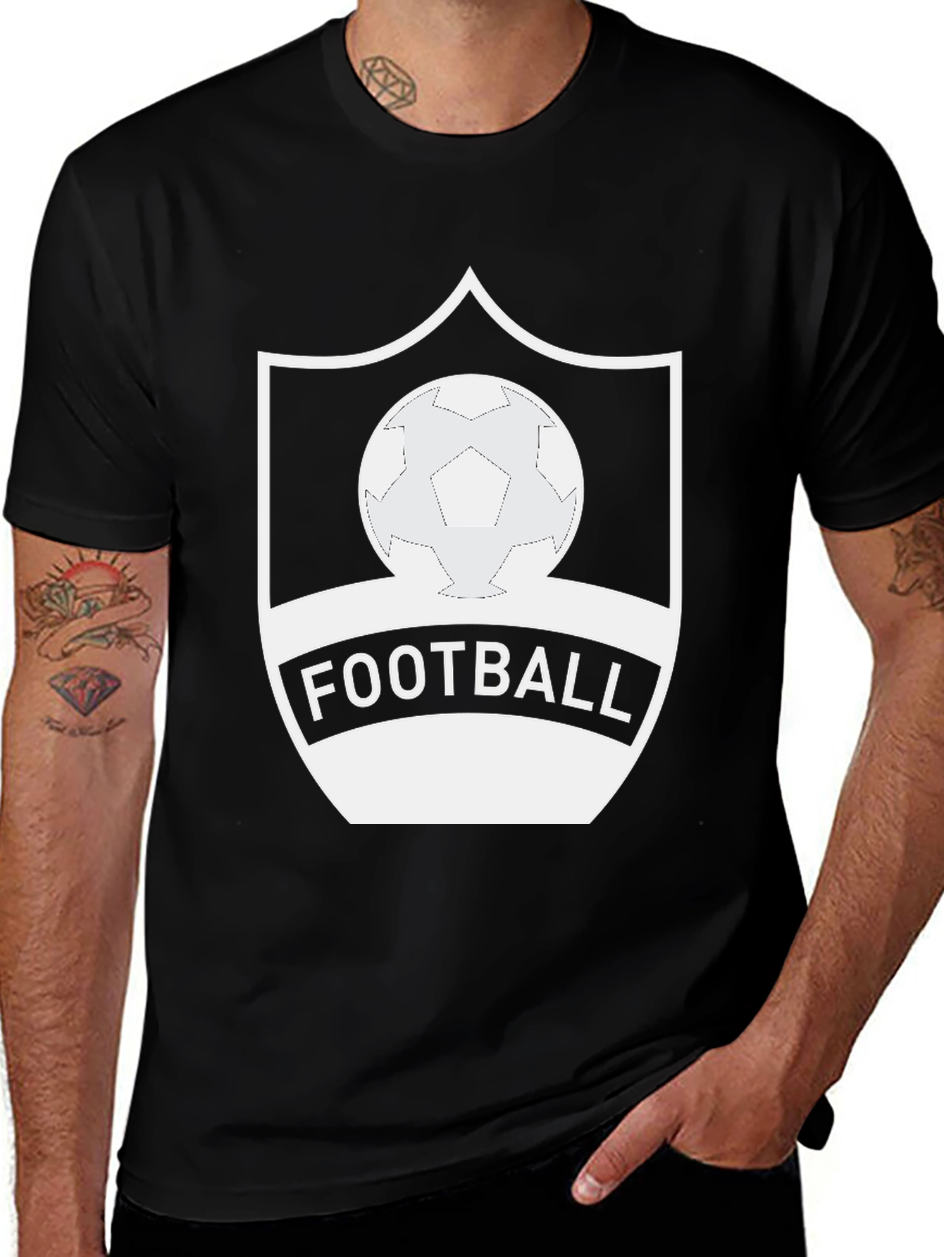 Variant 4 of Football Graphic Black T-Shirt - Shield Design