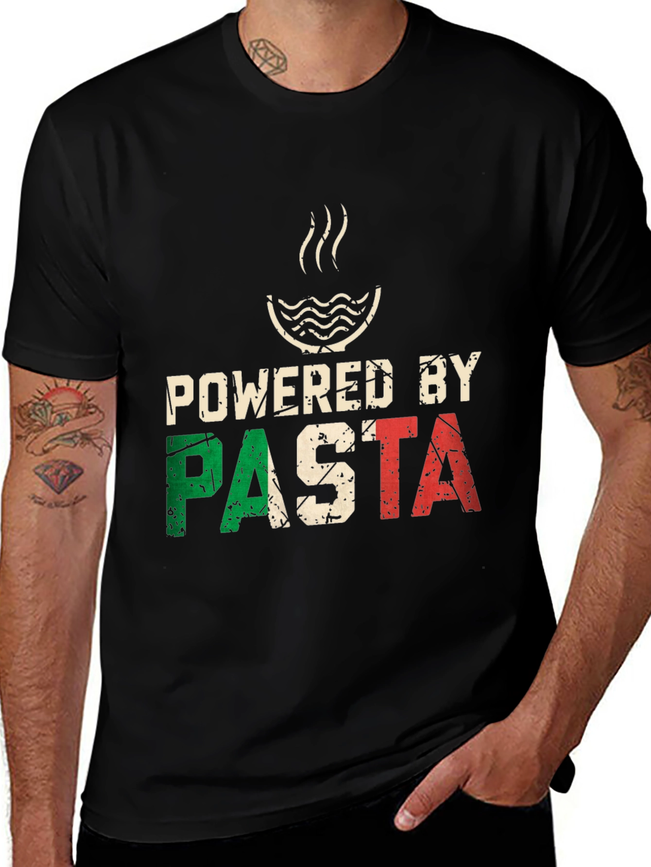 Variant 15 of Powered by Pasta Graphic Tee - Italian Food Lover's Shirt