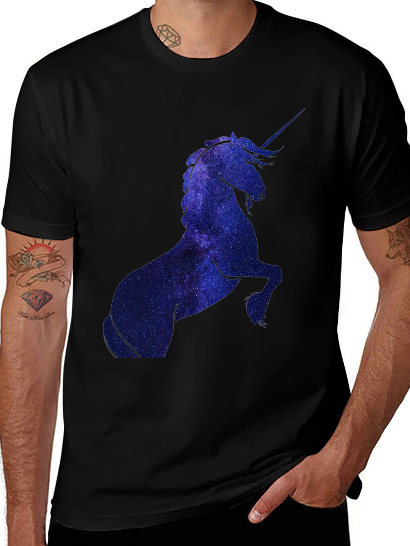 Unicorn Galaxy Graphic T-Shirt - Black