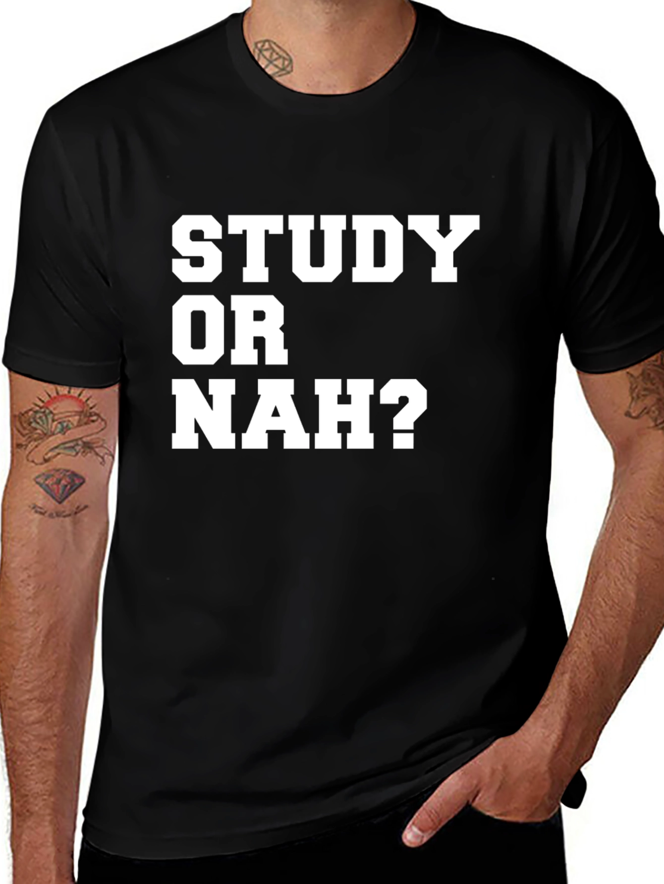 Variant 22 of Study Or Nah? Graphic Tee - Black Cotton T-Shirt