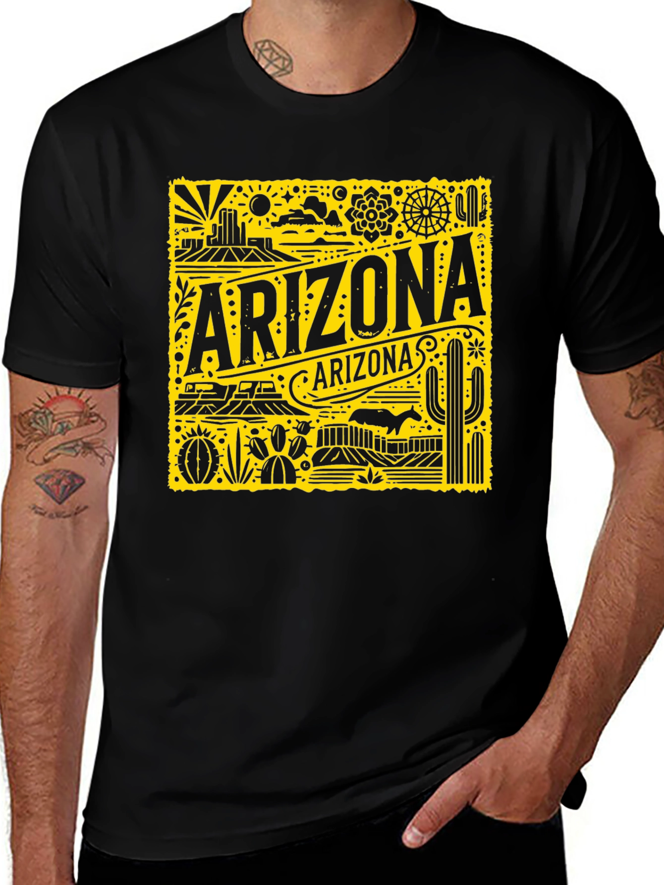 Arizona Graphic Print Black T-Shirt