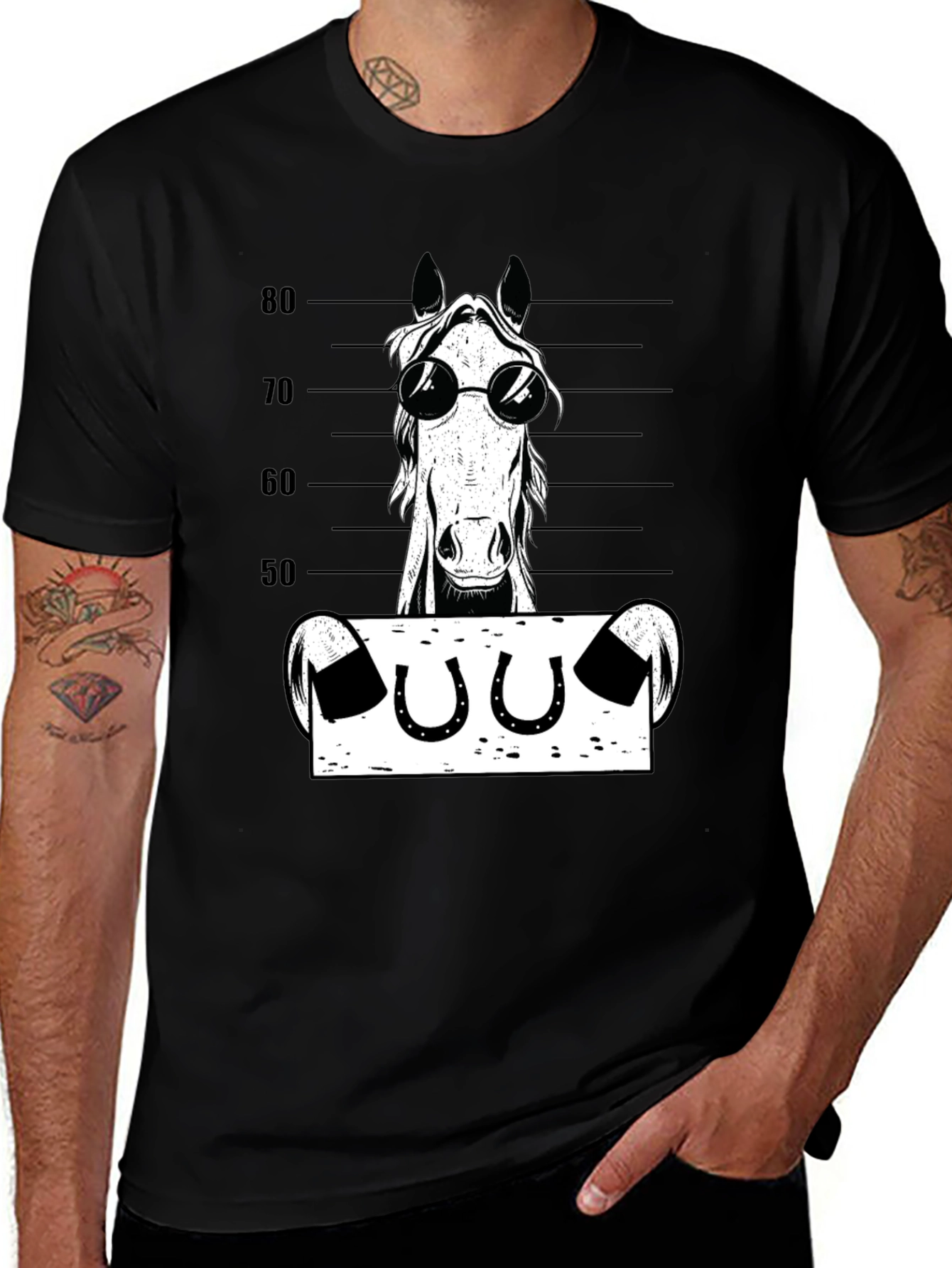 Variant 16 of Funny Horse Mugshot Graphic Tee