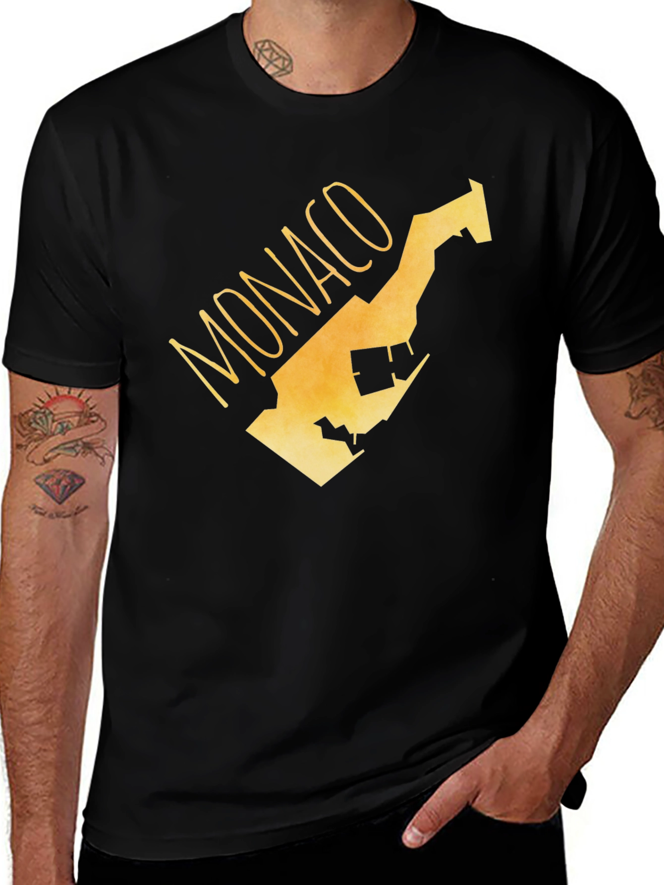 Monaco Map Graphic T-Shirt - Black