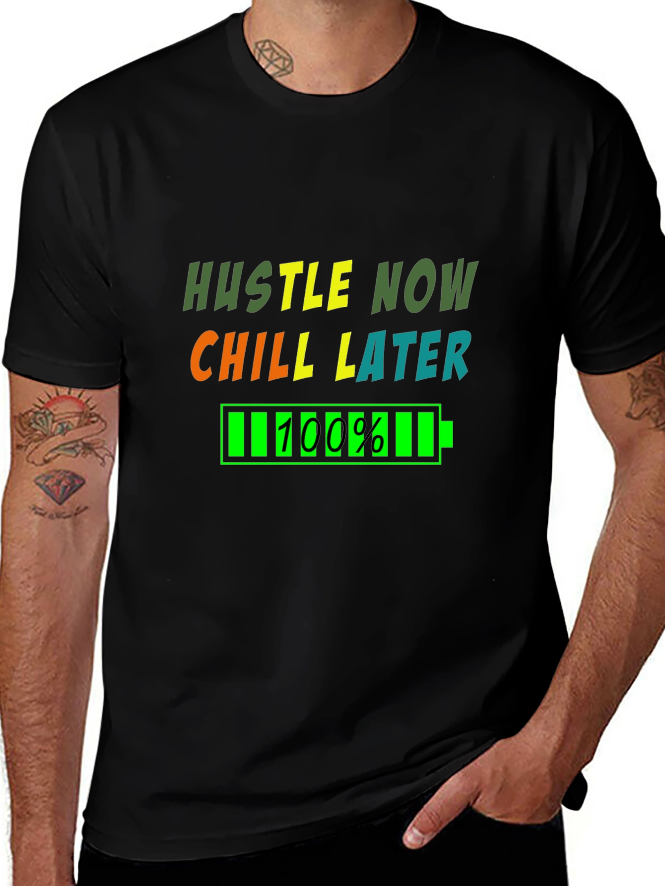 Variant 17 of Hustle Now Chill Later Graphic T-Shirt