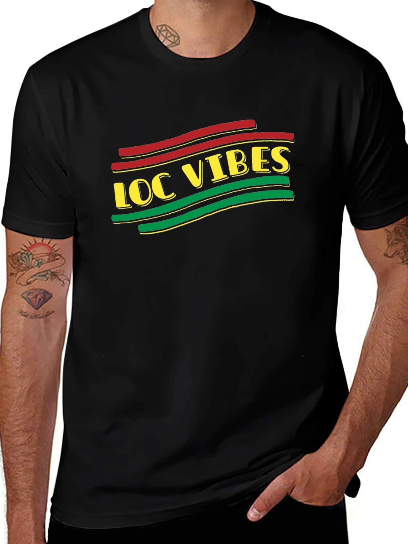 Variant 3 of Loc Vibes Tee - Rasta Colors
