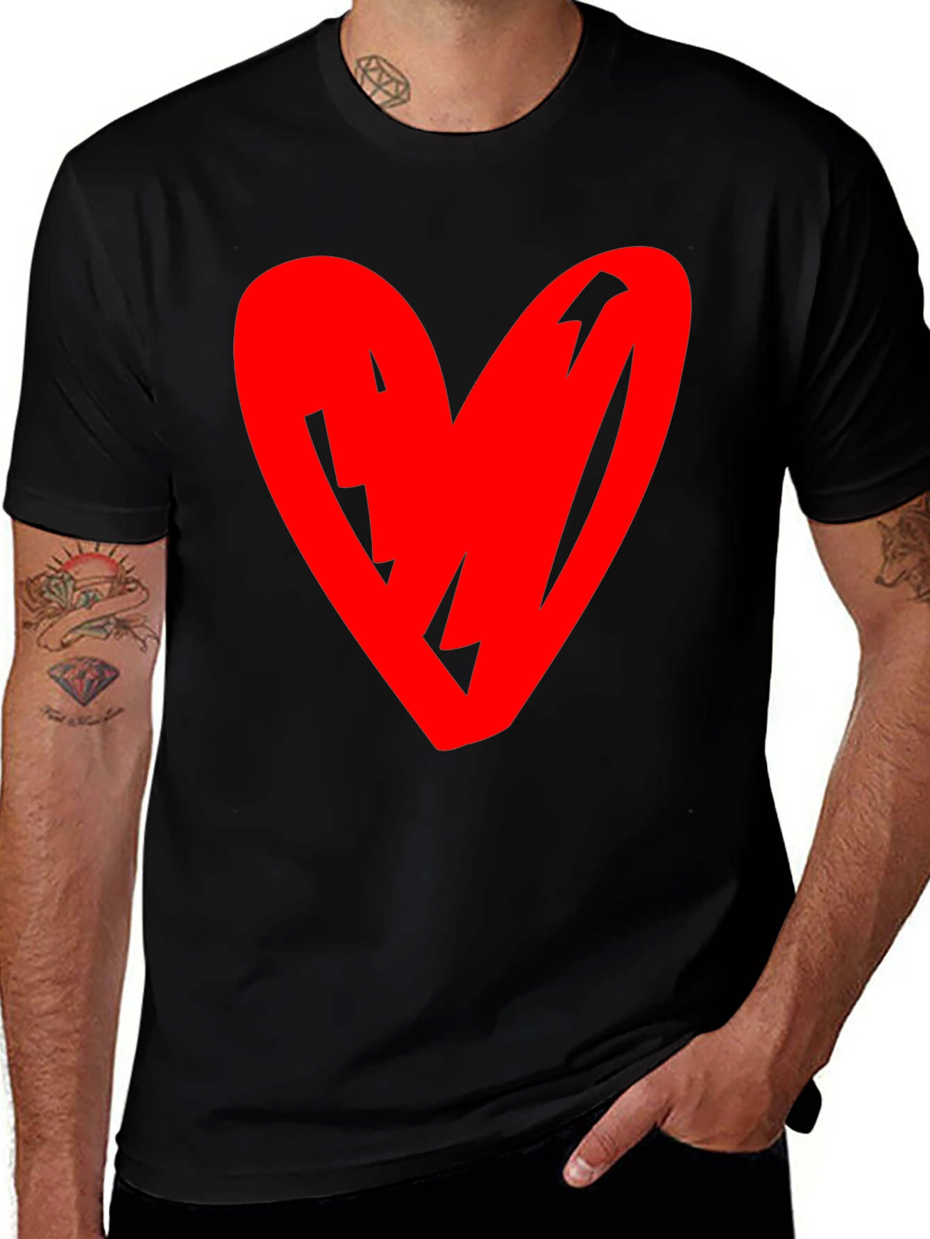 Variant 8 of Heart Graphic Black T-Shirt