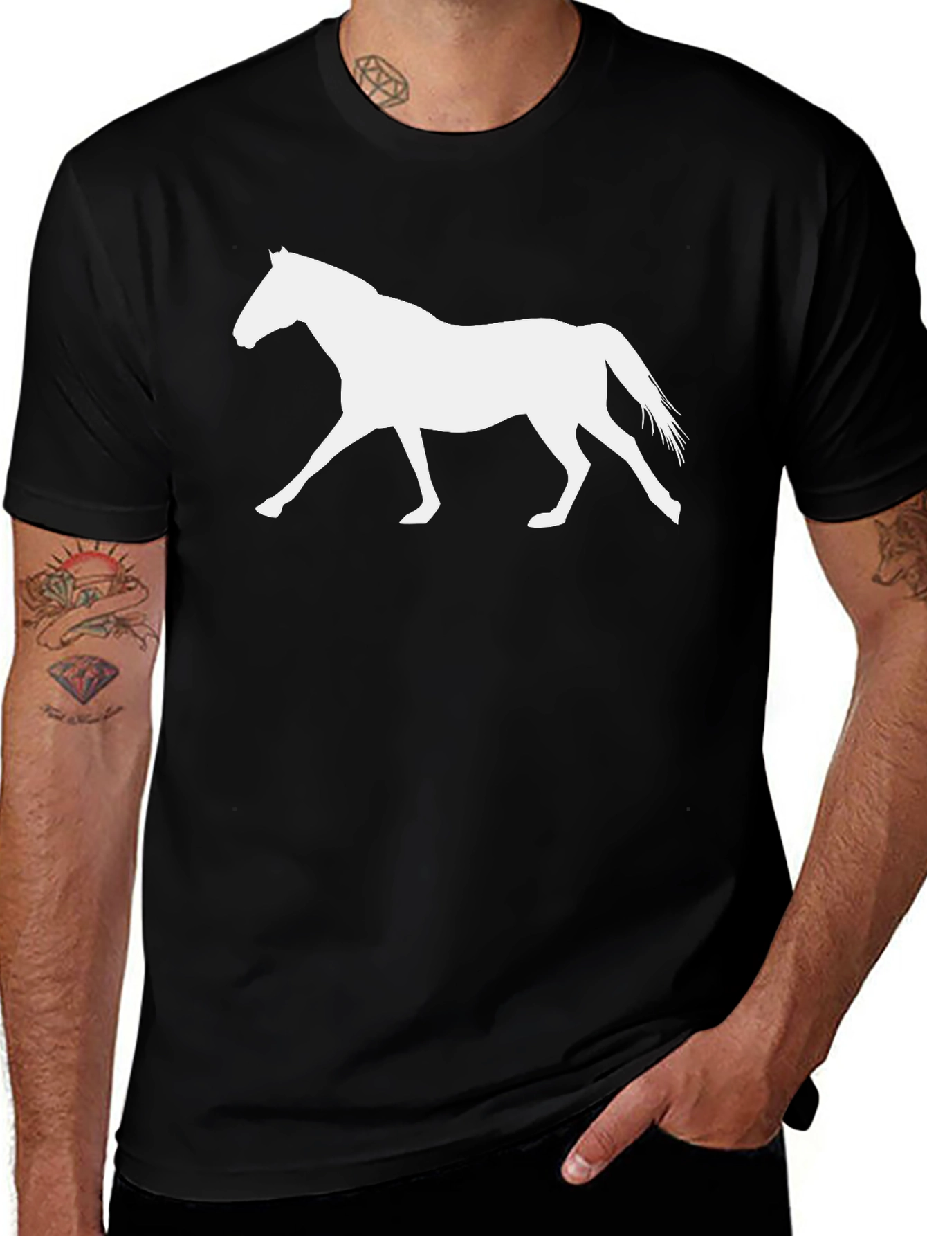 Variant 13 of Horse Graphic Tee - Black Cotton Comfort