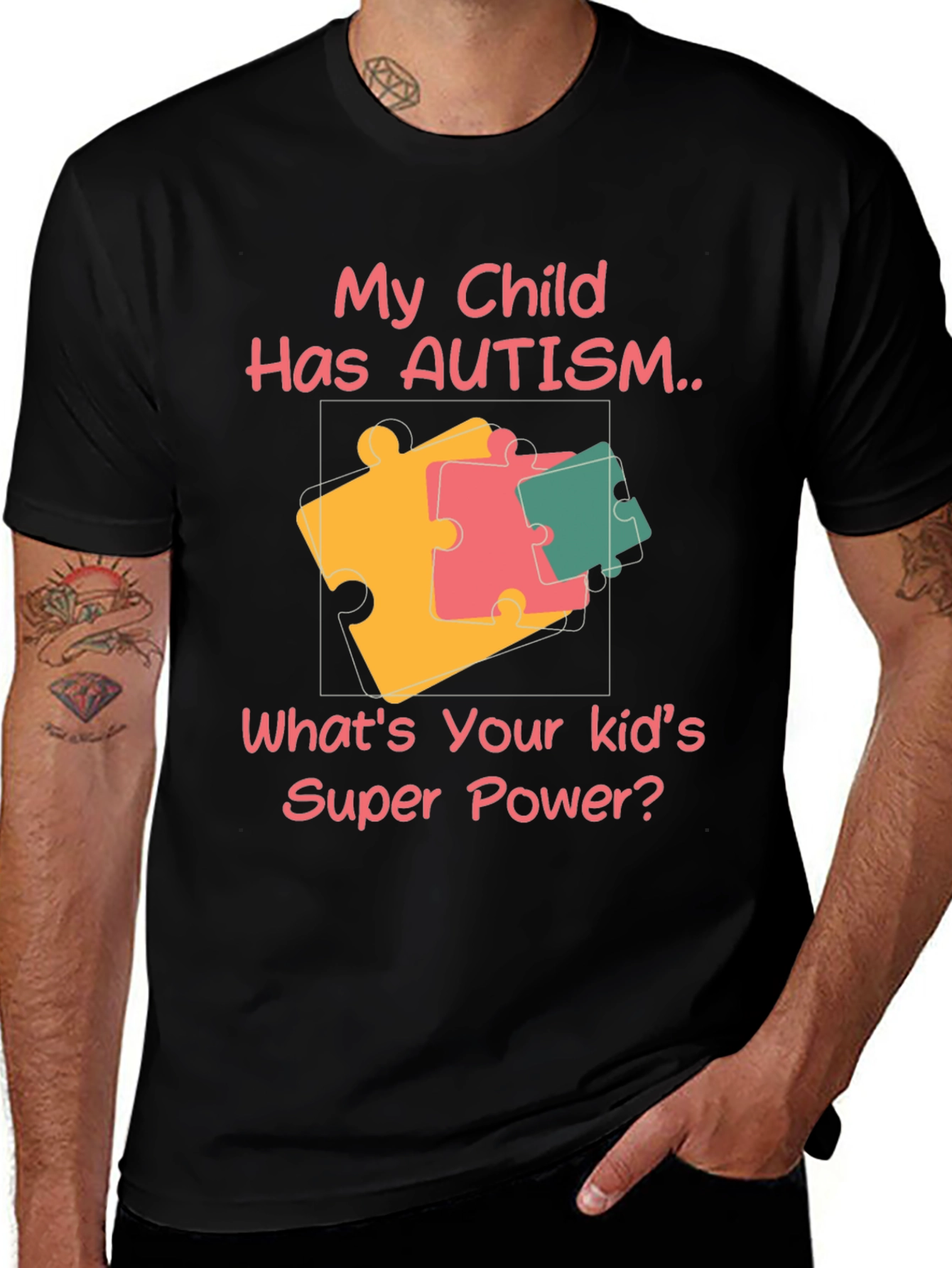 Variant 4 of Autism Awareness Puzzle Piece Graphic Tee
