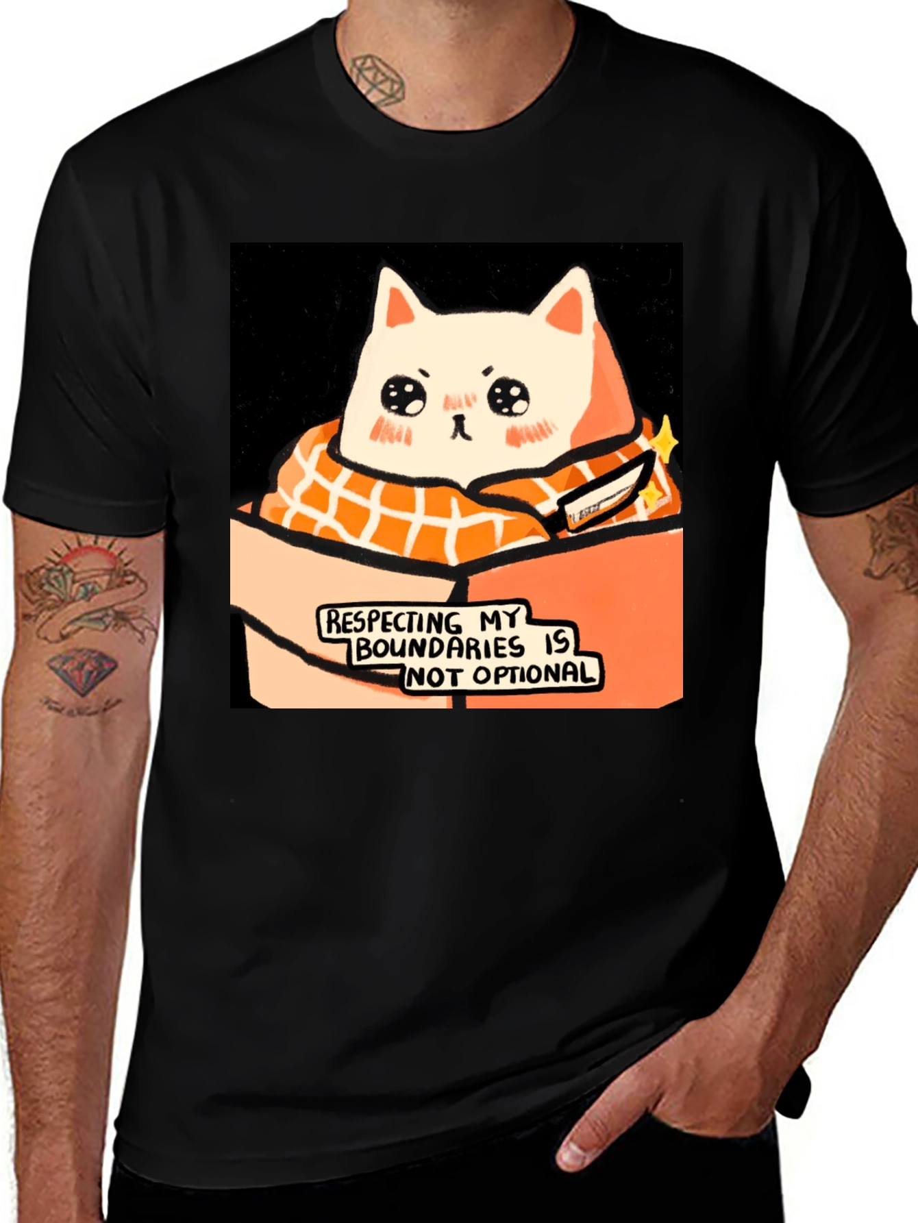 Variant 10 of Respect Boundaries Cat T-Shirt