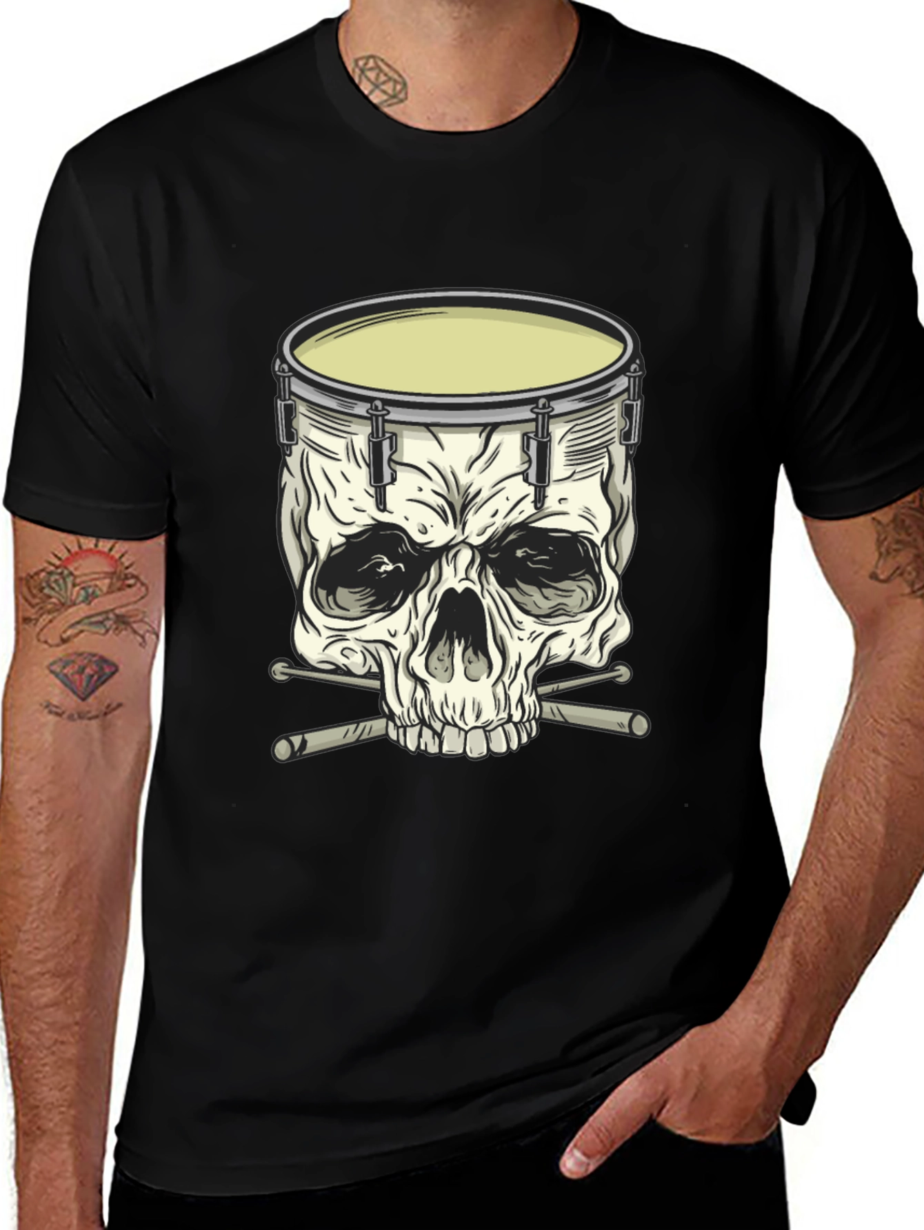 Variant 18 of Drummer Skull T-Shirt - Black