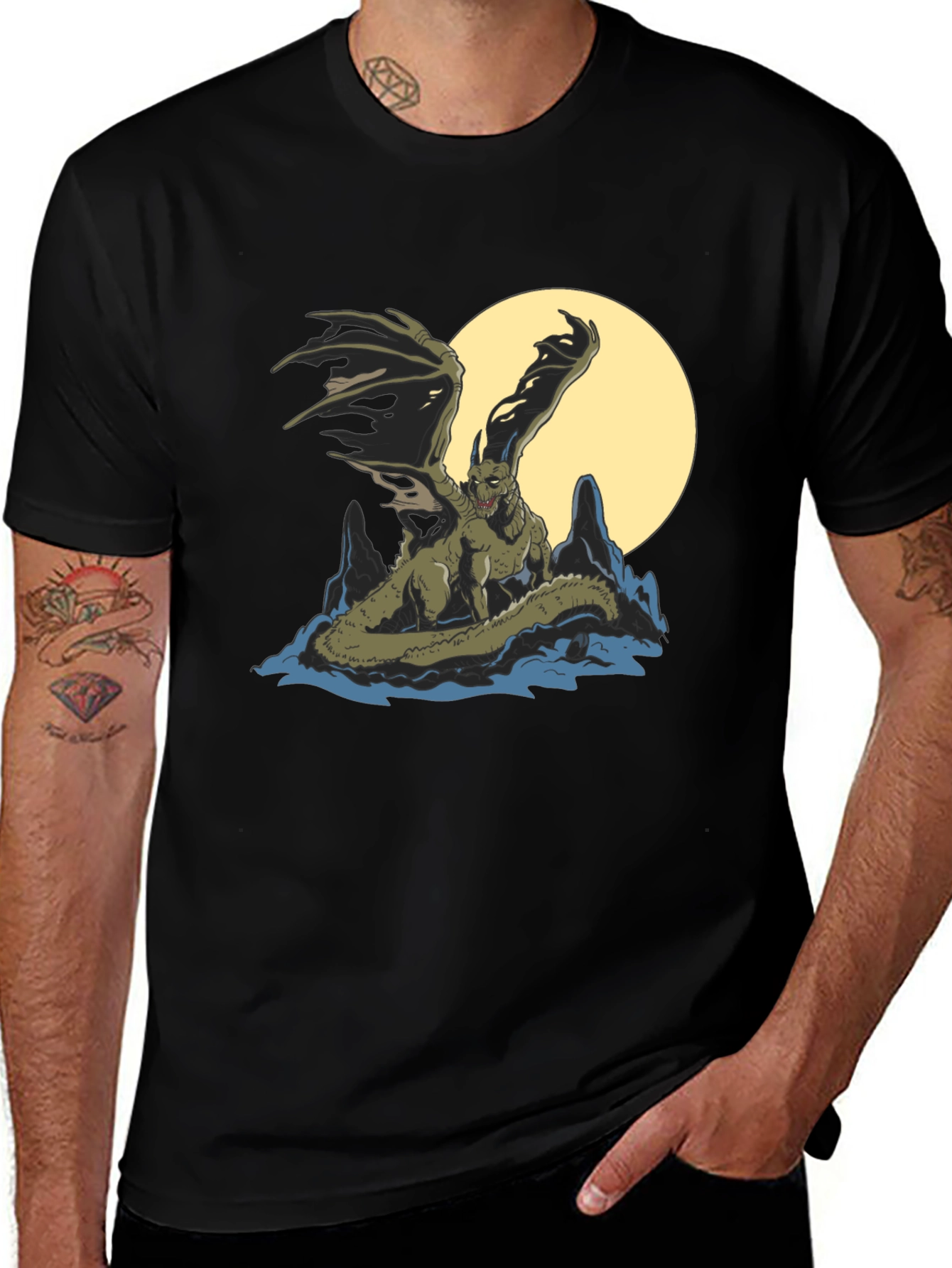 Black Dragon T-Shirt - Mythical Creature Graphic Tee main image