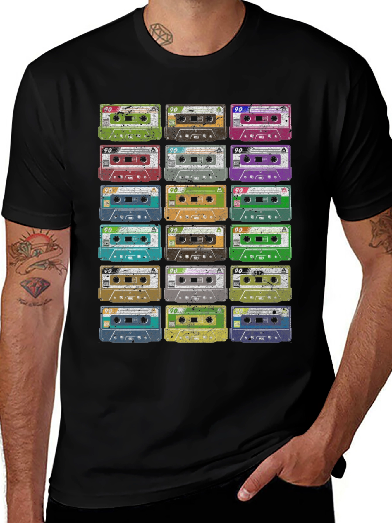 Black Retro Cassette Tape Graphic T-Shirt main image