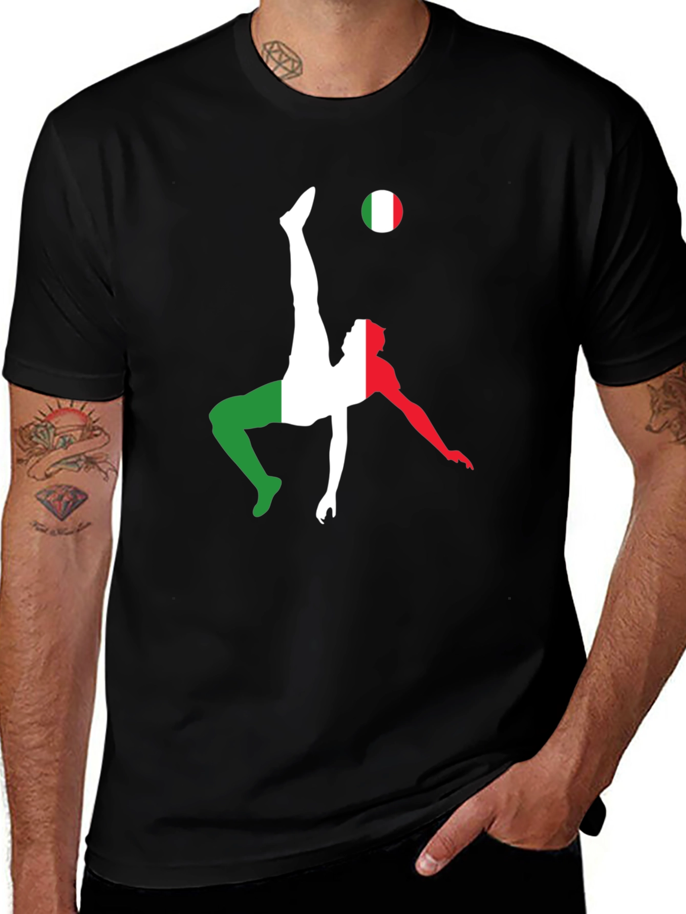 Italy Soccer Bicycle Kick T-Shirt - Black