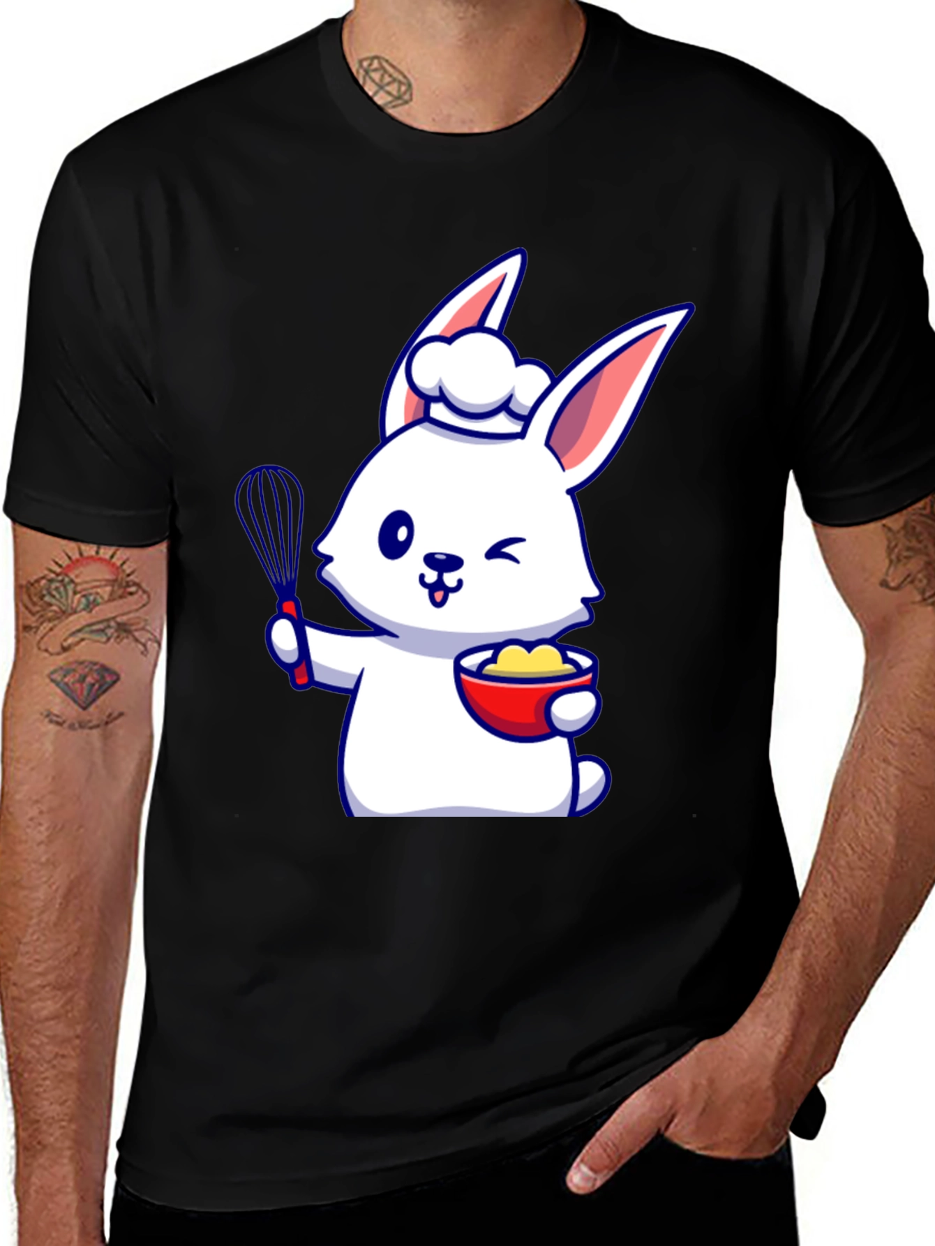 Variant 14 of Chef Bunny Graphic T-Shirt - Cute Cartoon Rabbit Tee