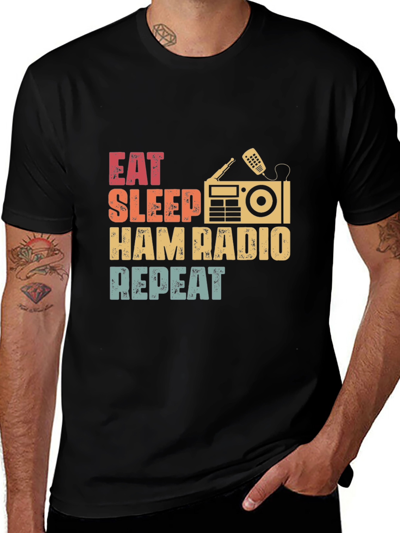 Variant 15 of Eat Sleep Ham Radio Repeat Graphic T-Shirt