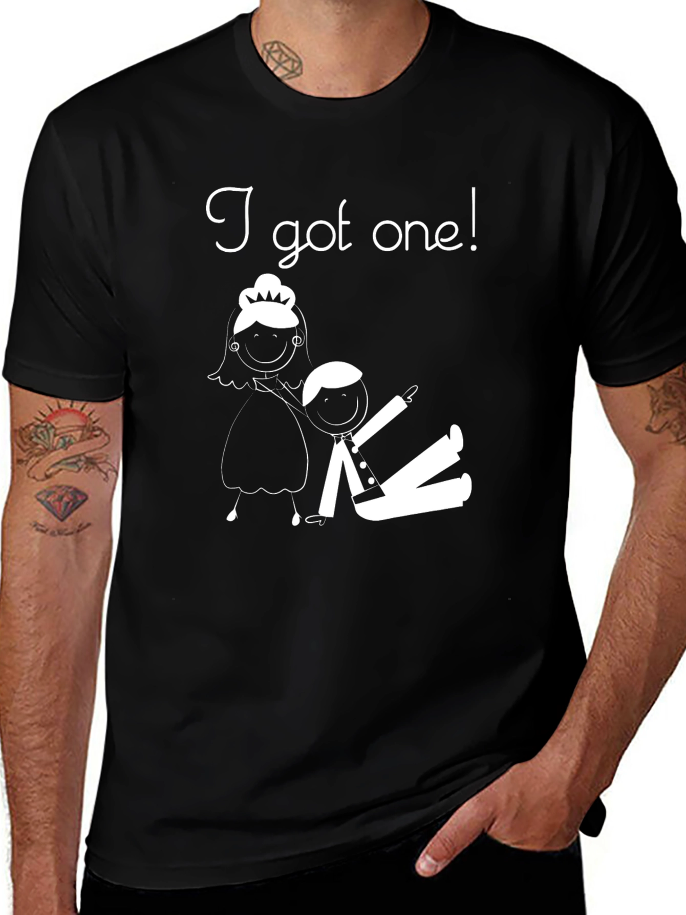 Variant 6 of I Got One! Wedding Humor Black T-Shirt