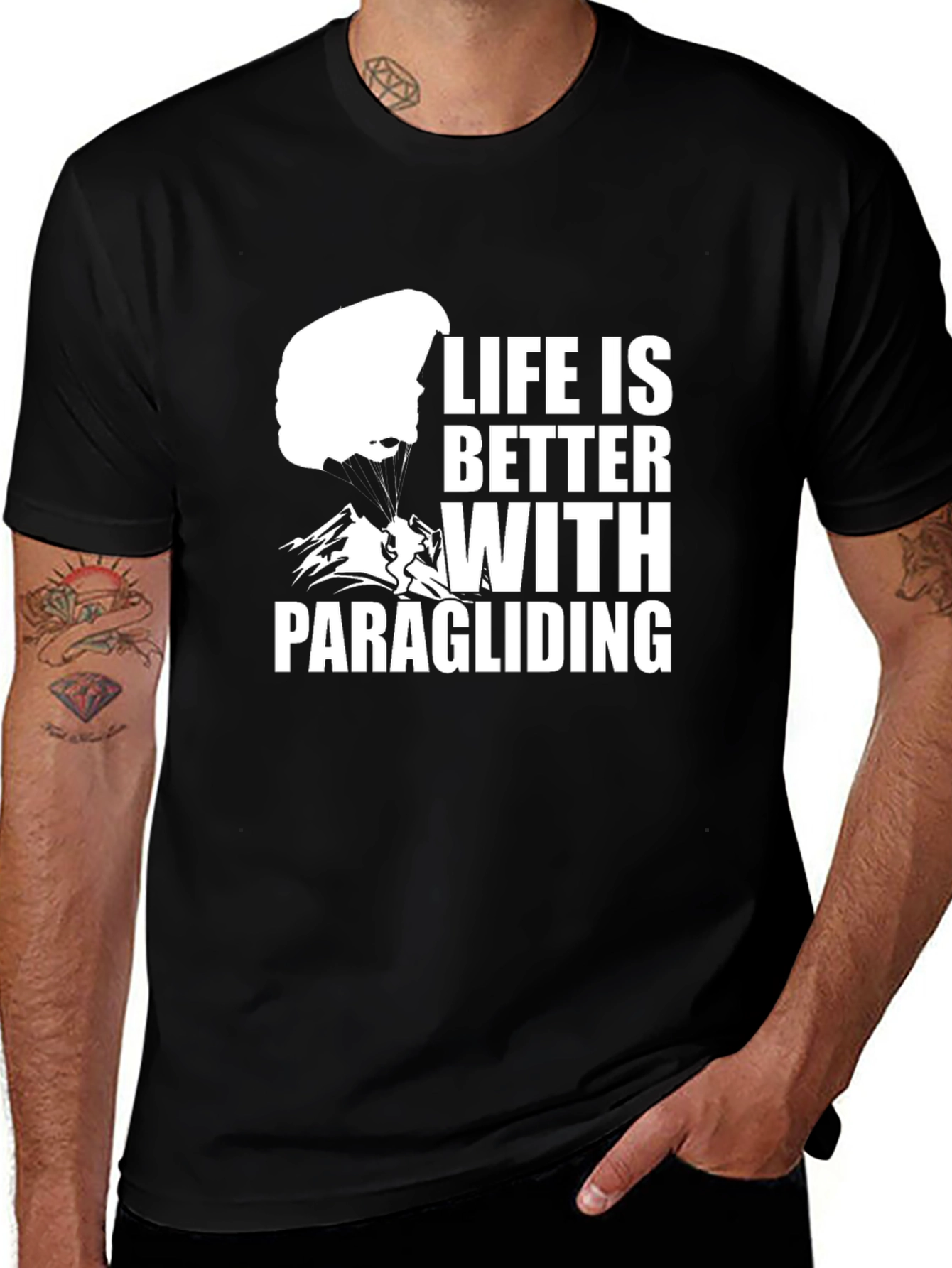 Variant 18 of Life is Better With Paragliding Black T-Shirt