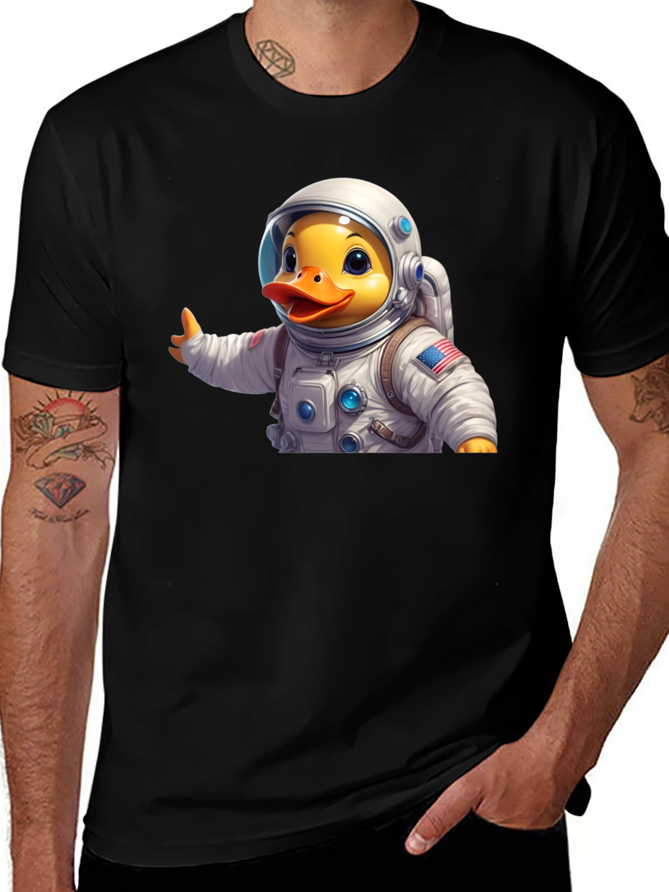Variant 26 of Astronaut Duck T-Shirt - Black