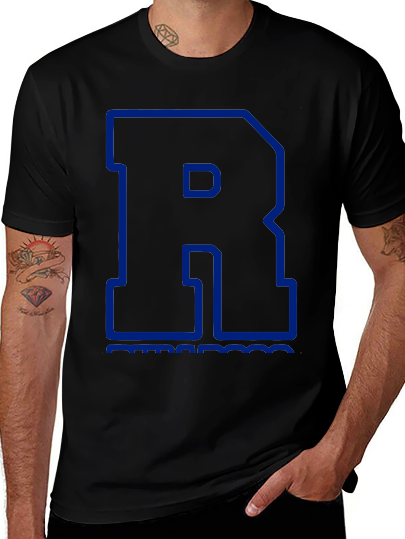 Variant 2 of Bold Blue "R" Graphic T-Shirt - Stylish Casual Tee