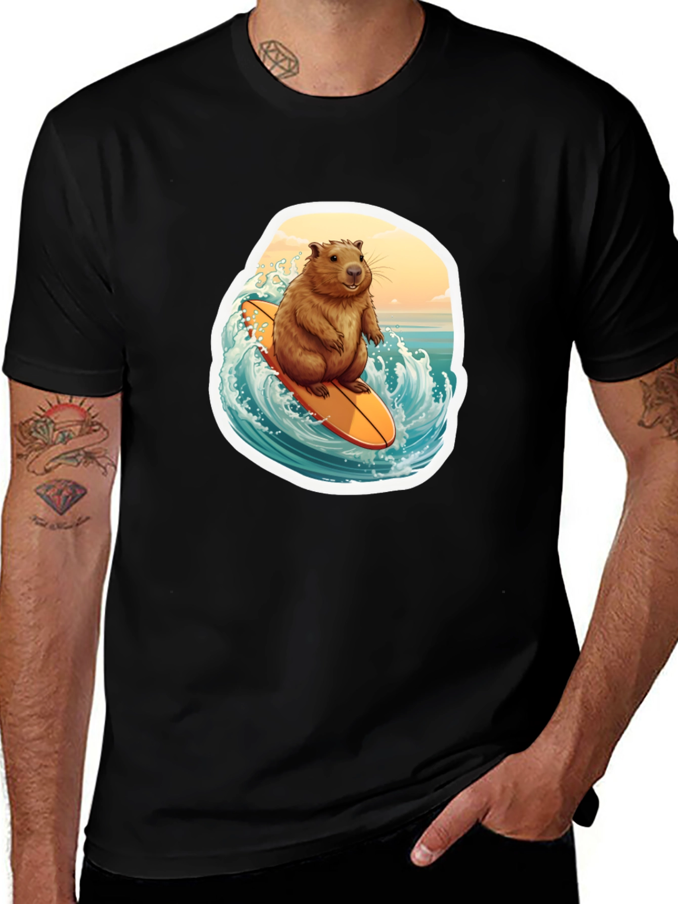 Variant 9 of Surfing Beaver Graphic Tee