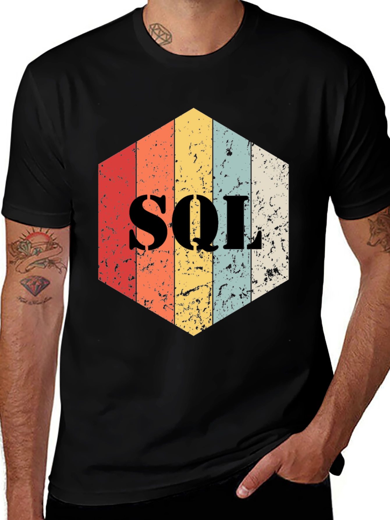 Vintage SQL Hexagon T-Shirt - Programmer Gift