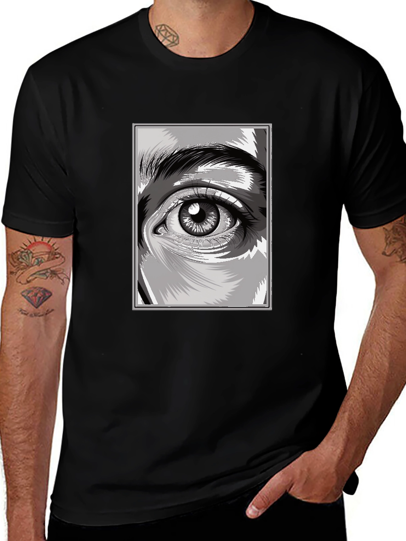 Variant 9 of Eye Graphic Black T-Shirt - Unique Design