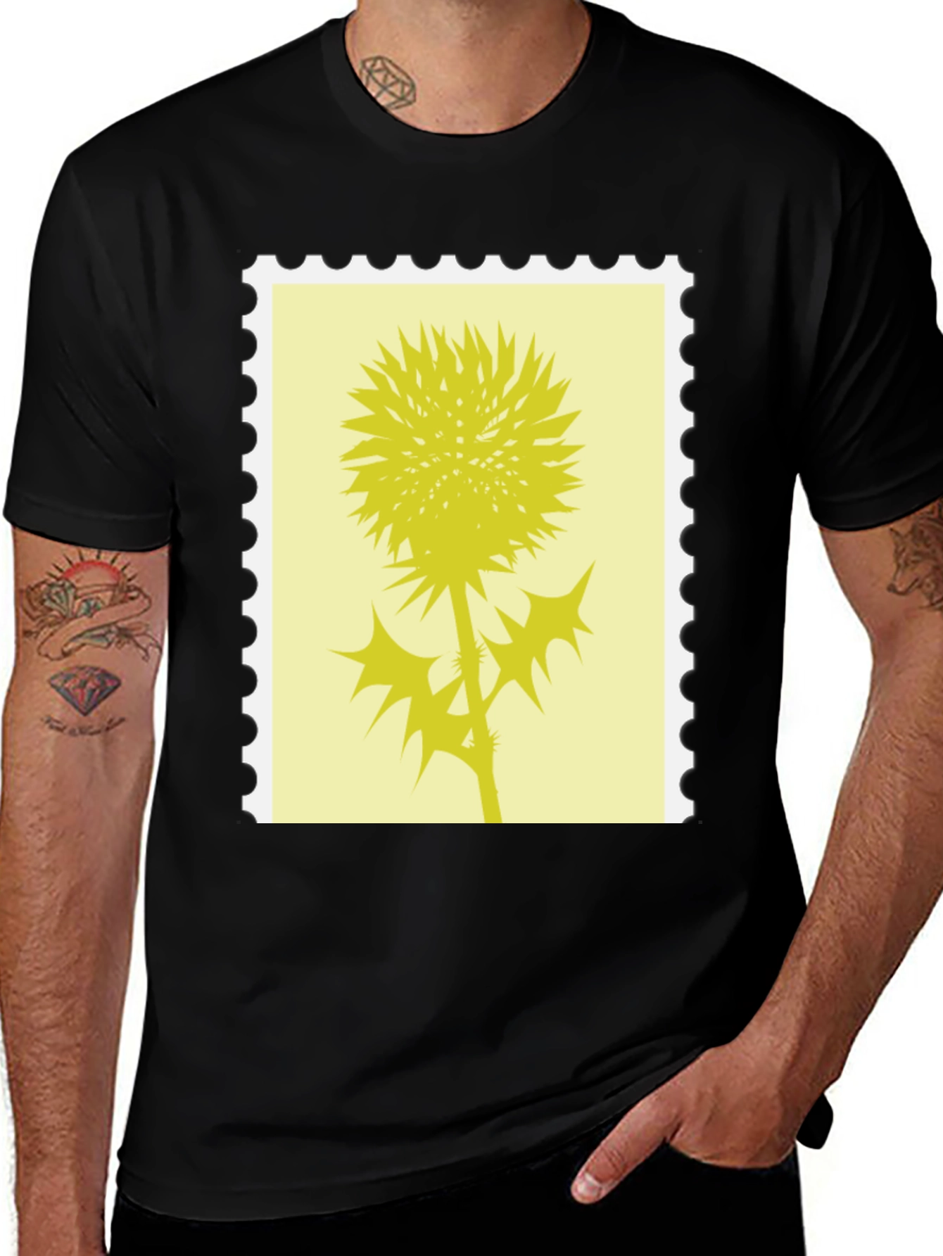 Variant 18 of Thistle Stamp Graphic Tee - Unique Nature Design