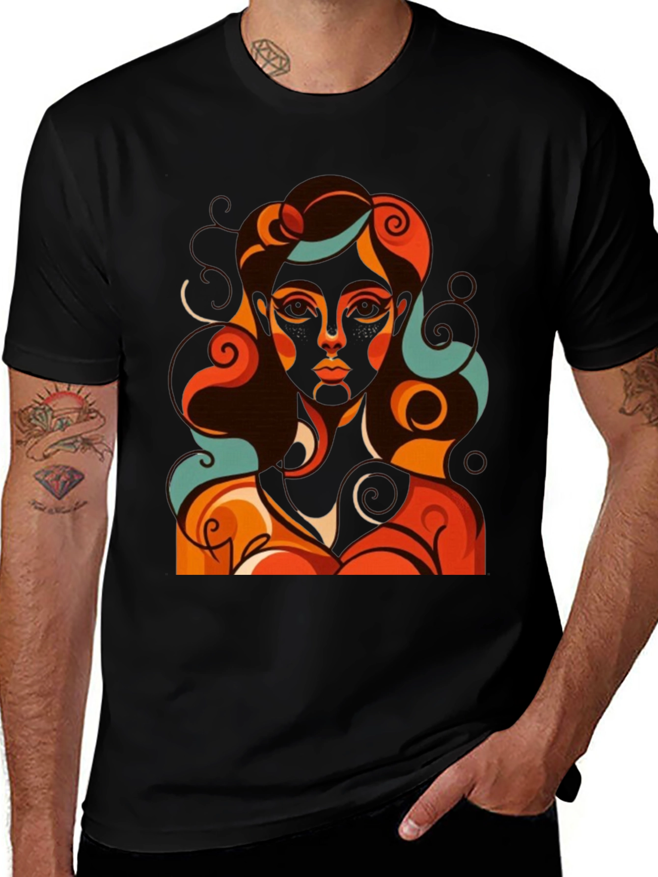 Variant 27 of Retro Woman Graphic T-Shirt - Abstract Art Tee