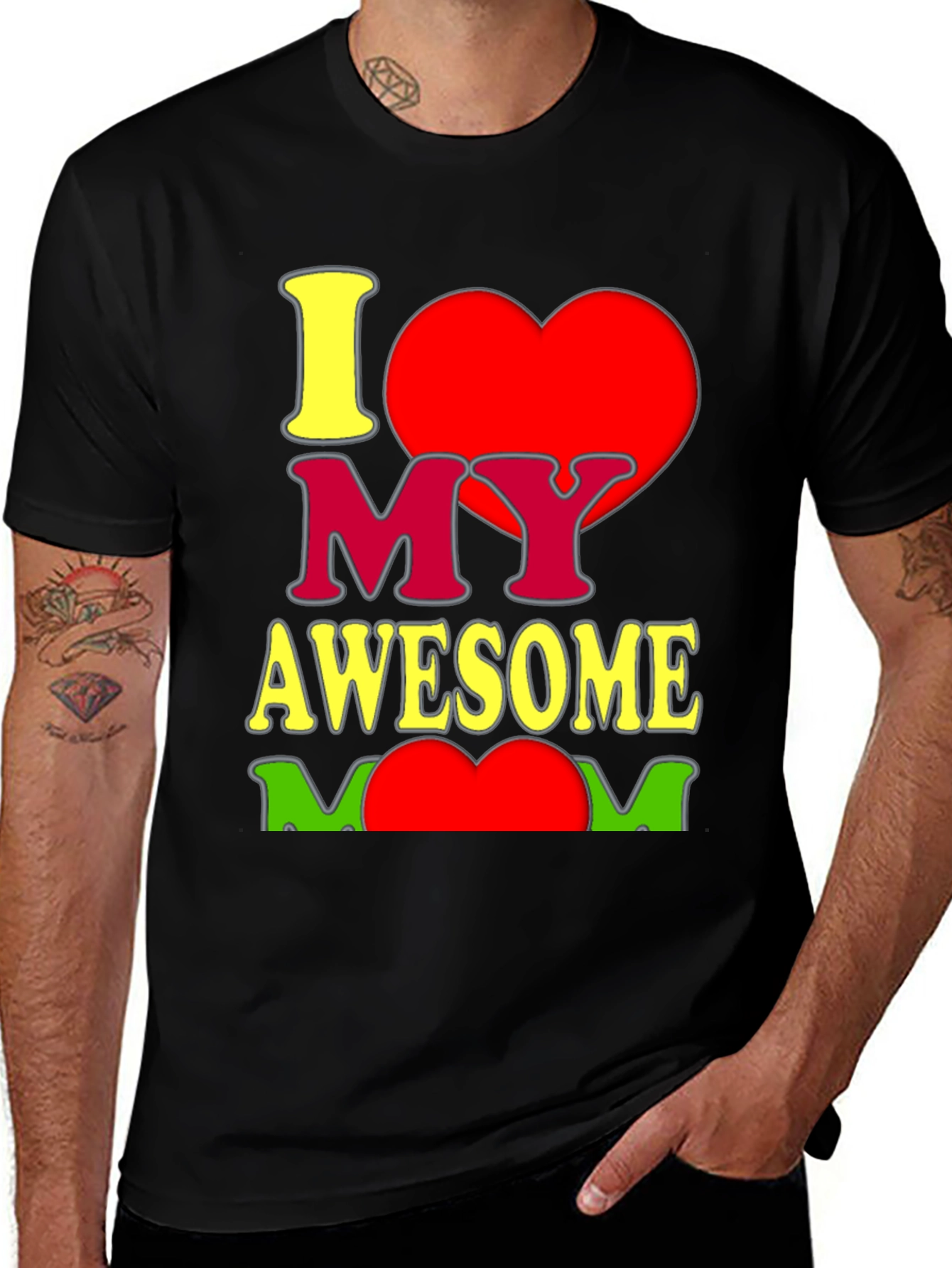 Variant 28 of I Heart My Awesome Mom Graphic T-Shirt - Black