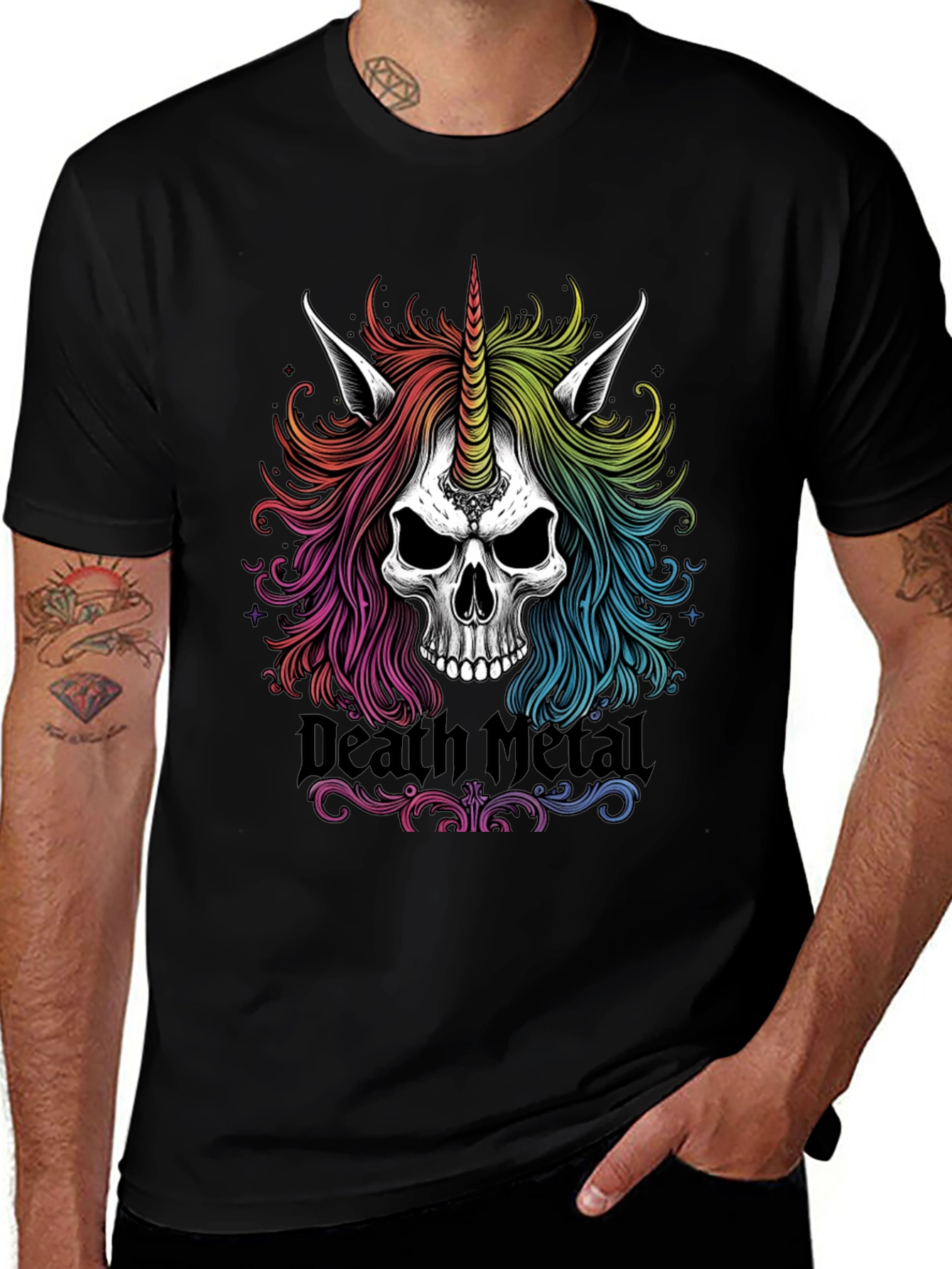 Variant 20 of Death Metal Unicorn Graphic Tee - Black