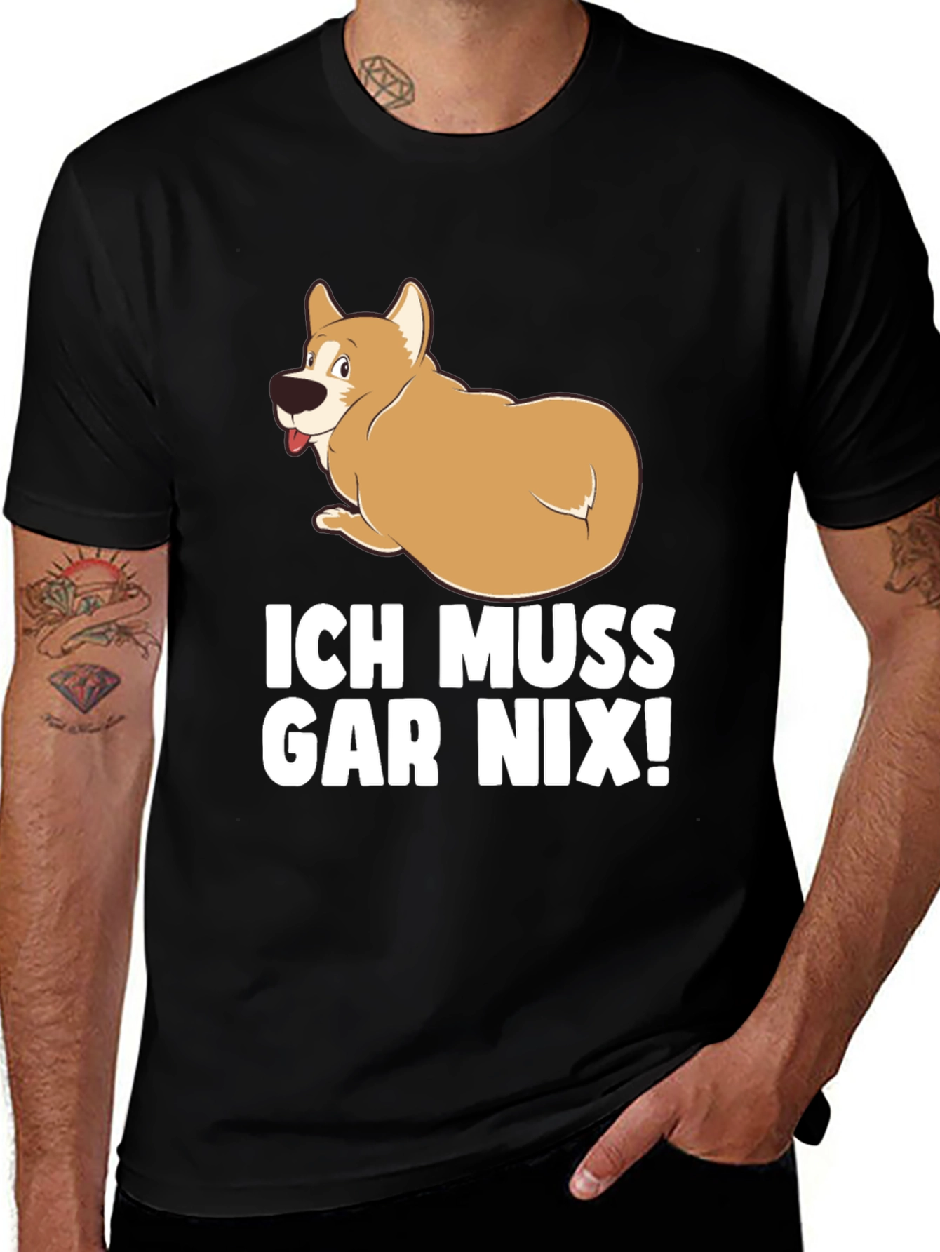 Black Ich Muss Gar Nix! Dog T-Shirt main image