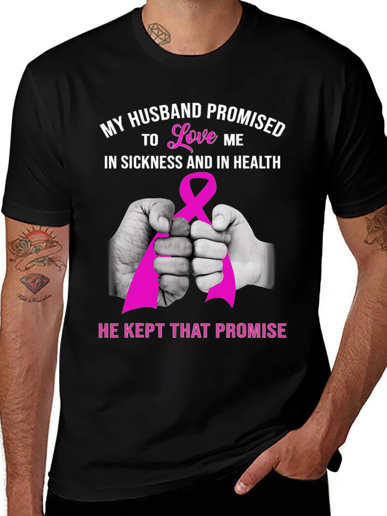 Variant 22 of Husband Promise Breast Cancer Awareness T-Shirt