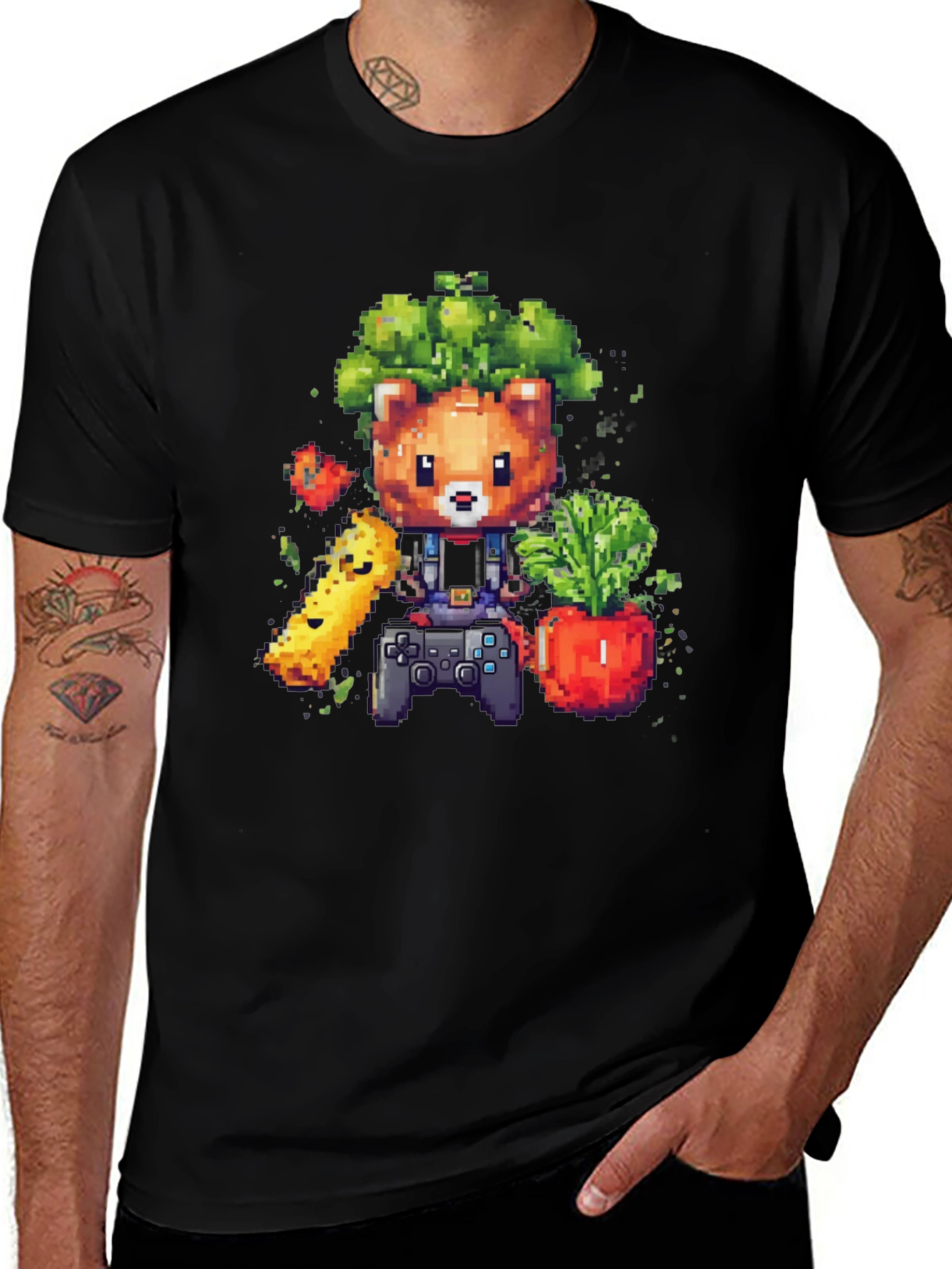Variant 21 of Pixelated Gamer Bear Graphic T-Shirt