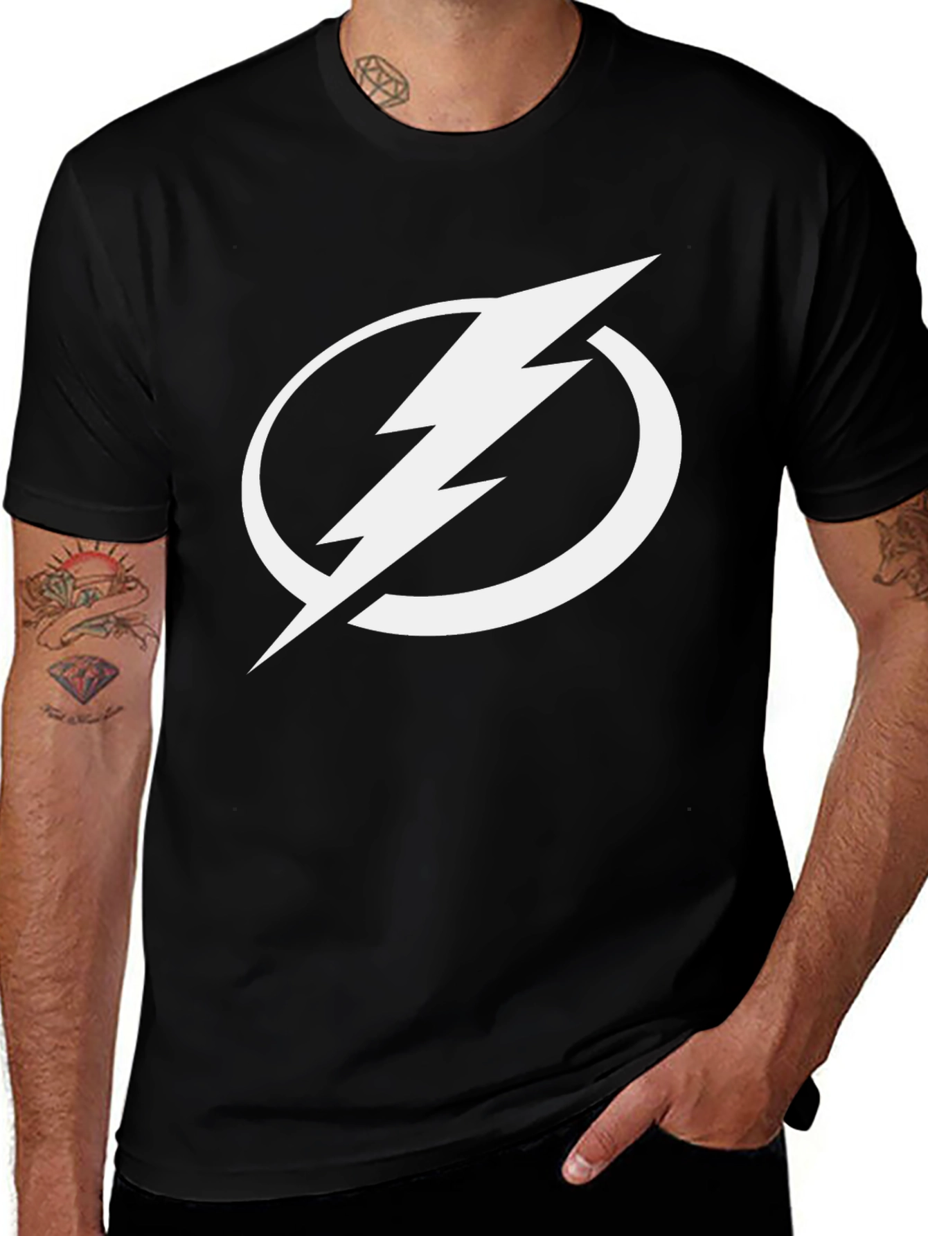 Variant 18 of Lightning Bolt Graphic Tee - Black Cotton T-Shirt