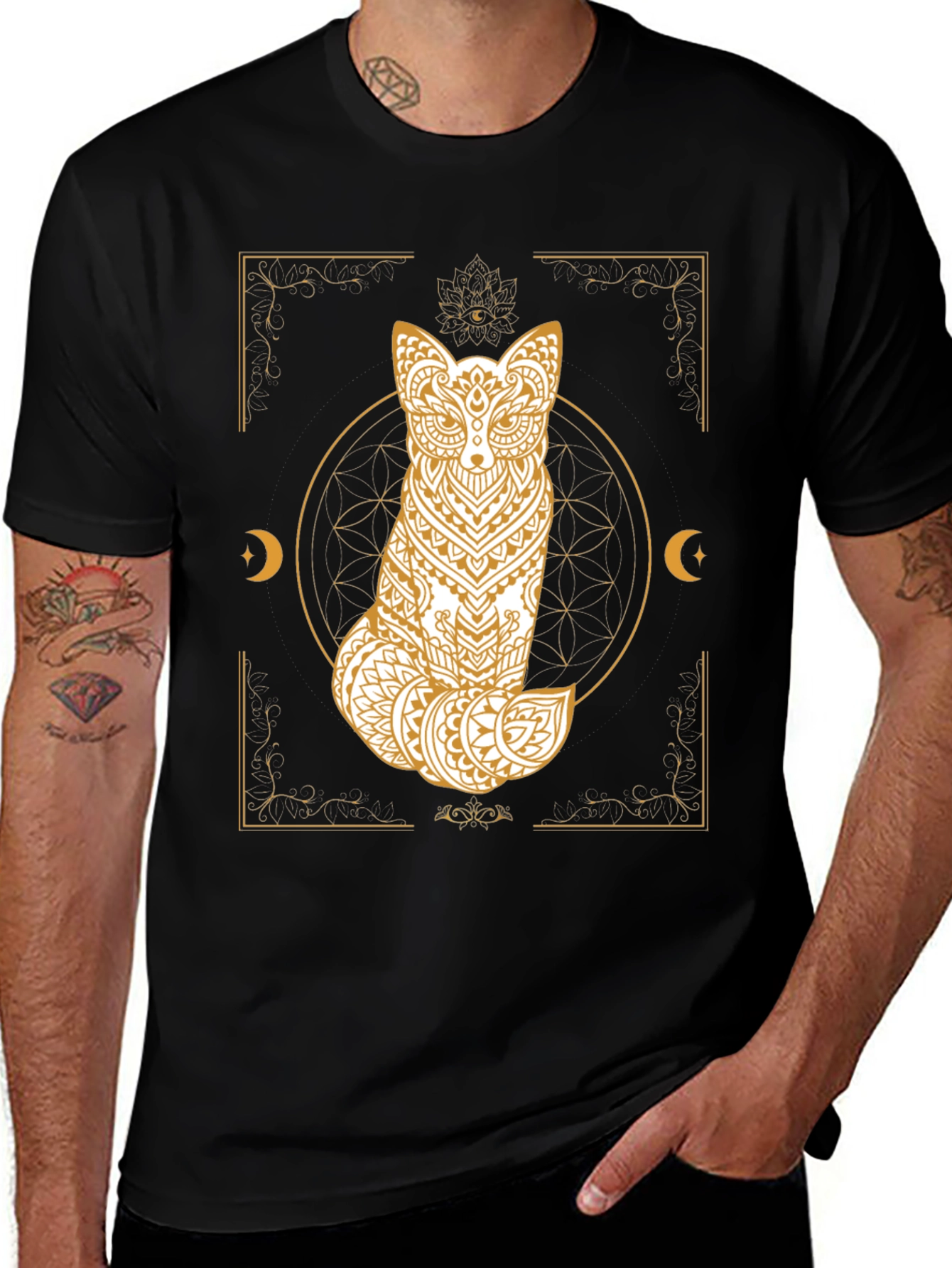 Variant 23 of Mystic Fox Graphic Tee - Unisex Black T-Shirt